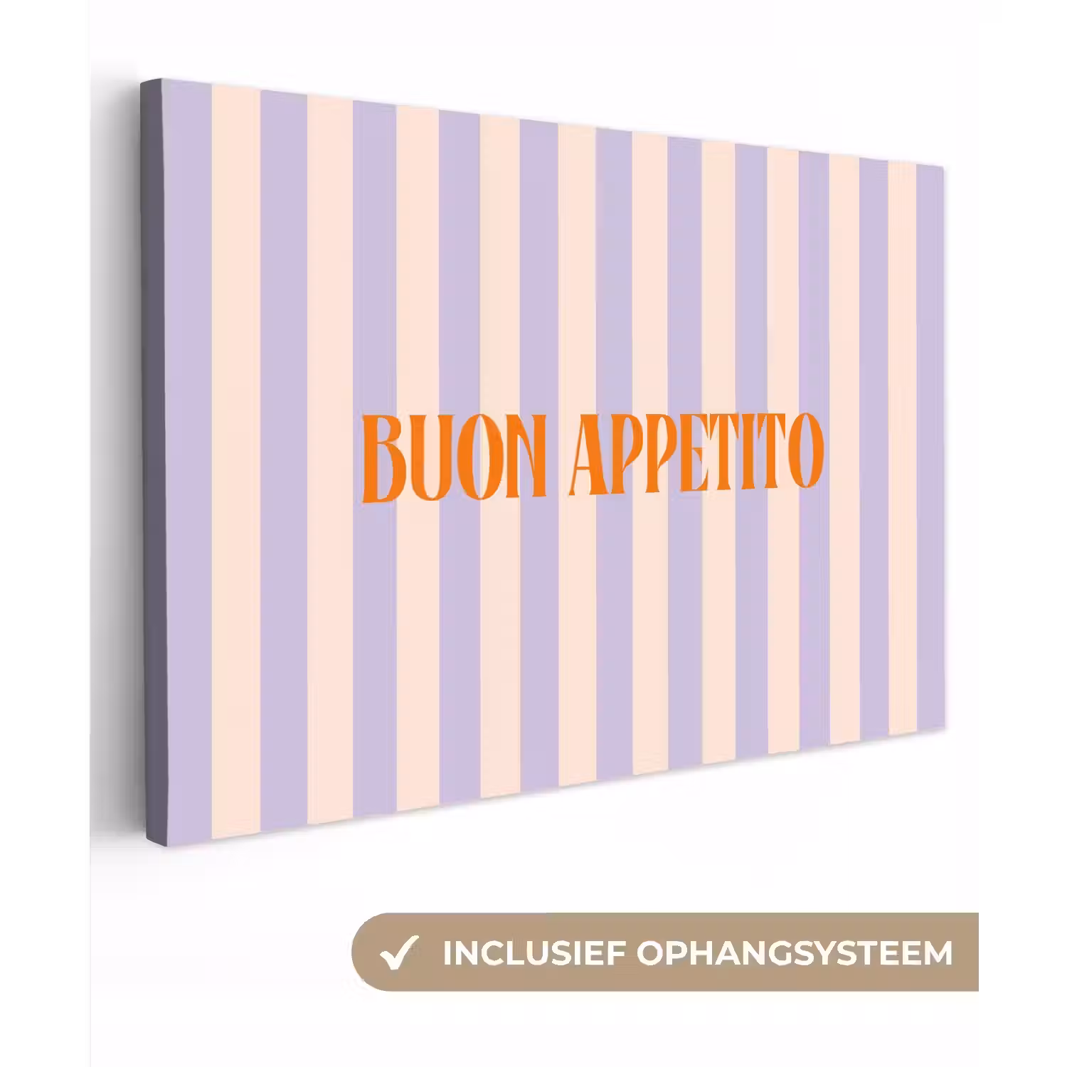 Lila - Oranje - Strepen - Buon Appetito canvas 2cm klein -3d