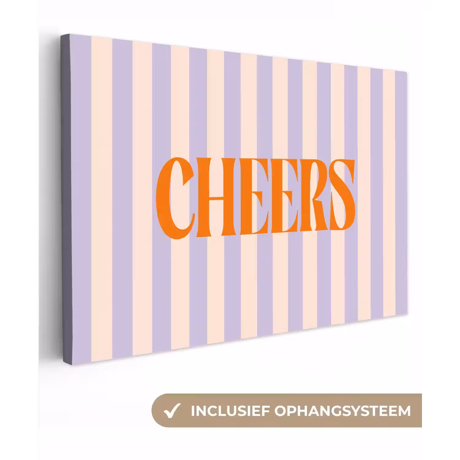 Lila - Oranje - Strepen - Cheers canvas 2cm klein -3d