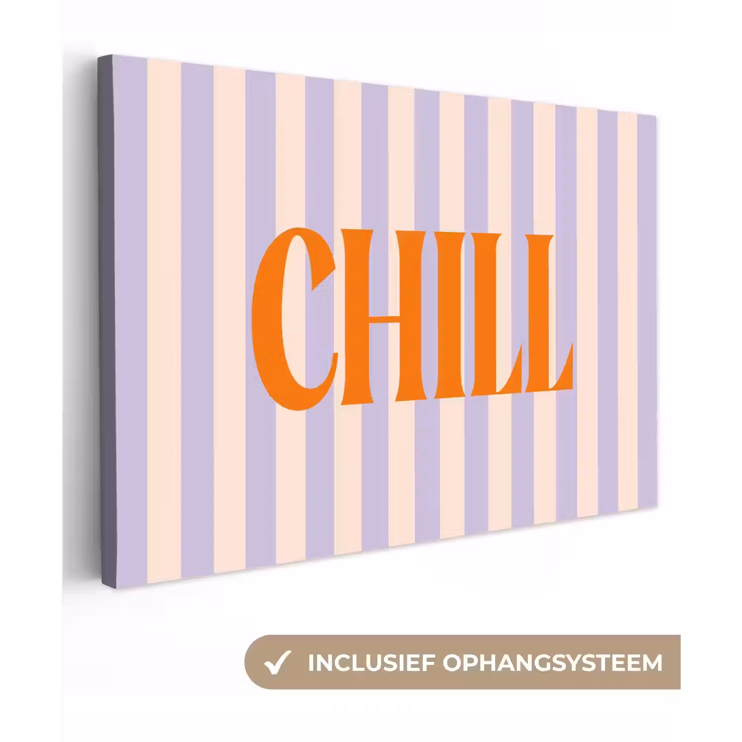 Lila - Oranje - Strepen - Chill canvas 2cm klein -3d