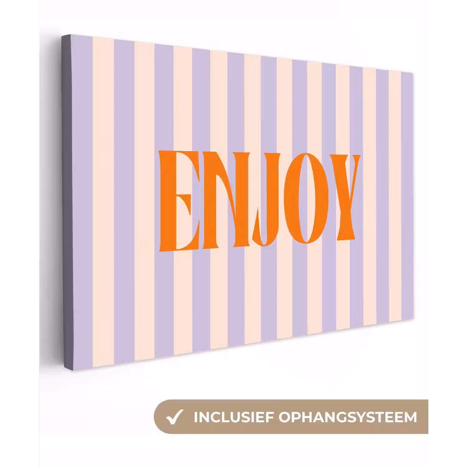Lila - Oranje - Strepen - Enjoy canvas 2cm klein -3d