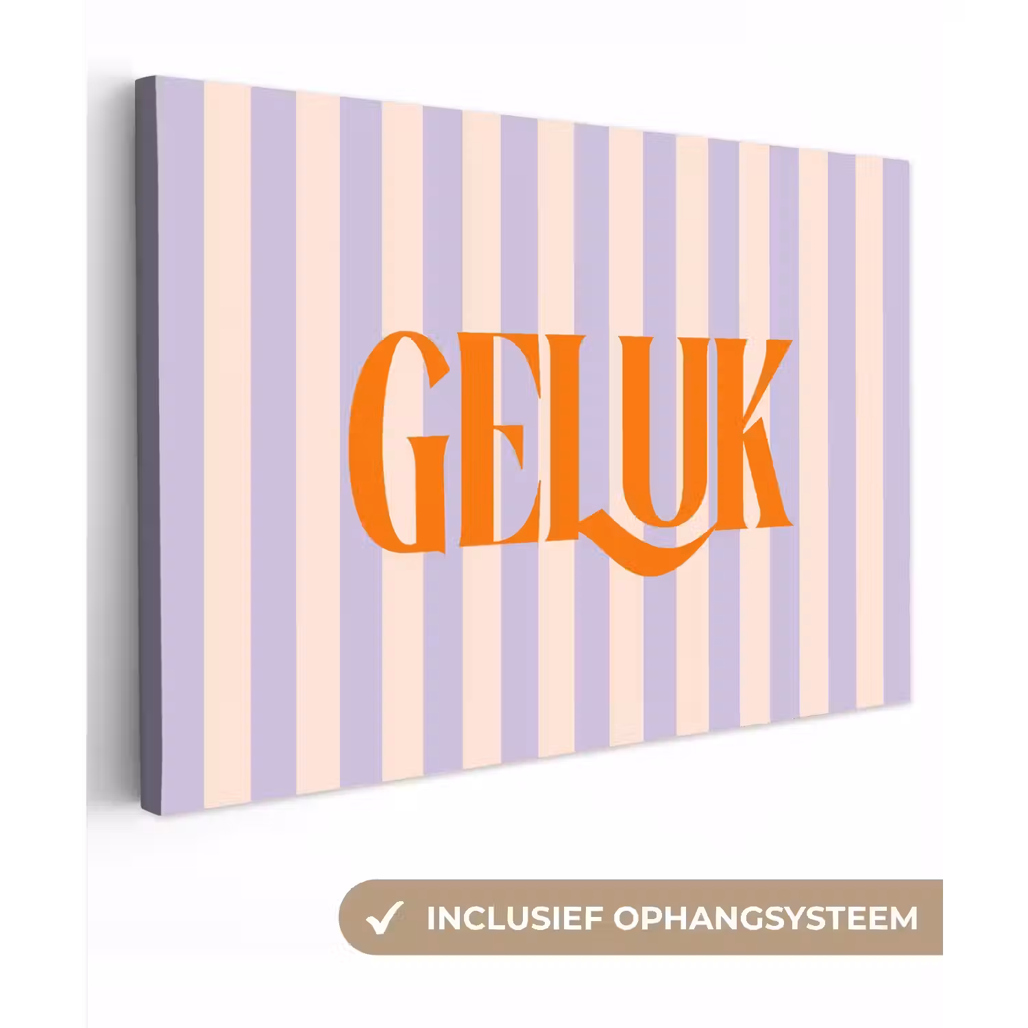 Lila - Oranje - Strepen - Geluk canvas 2cm klein -3d