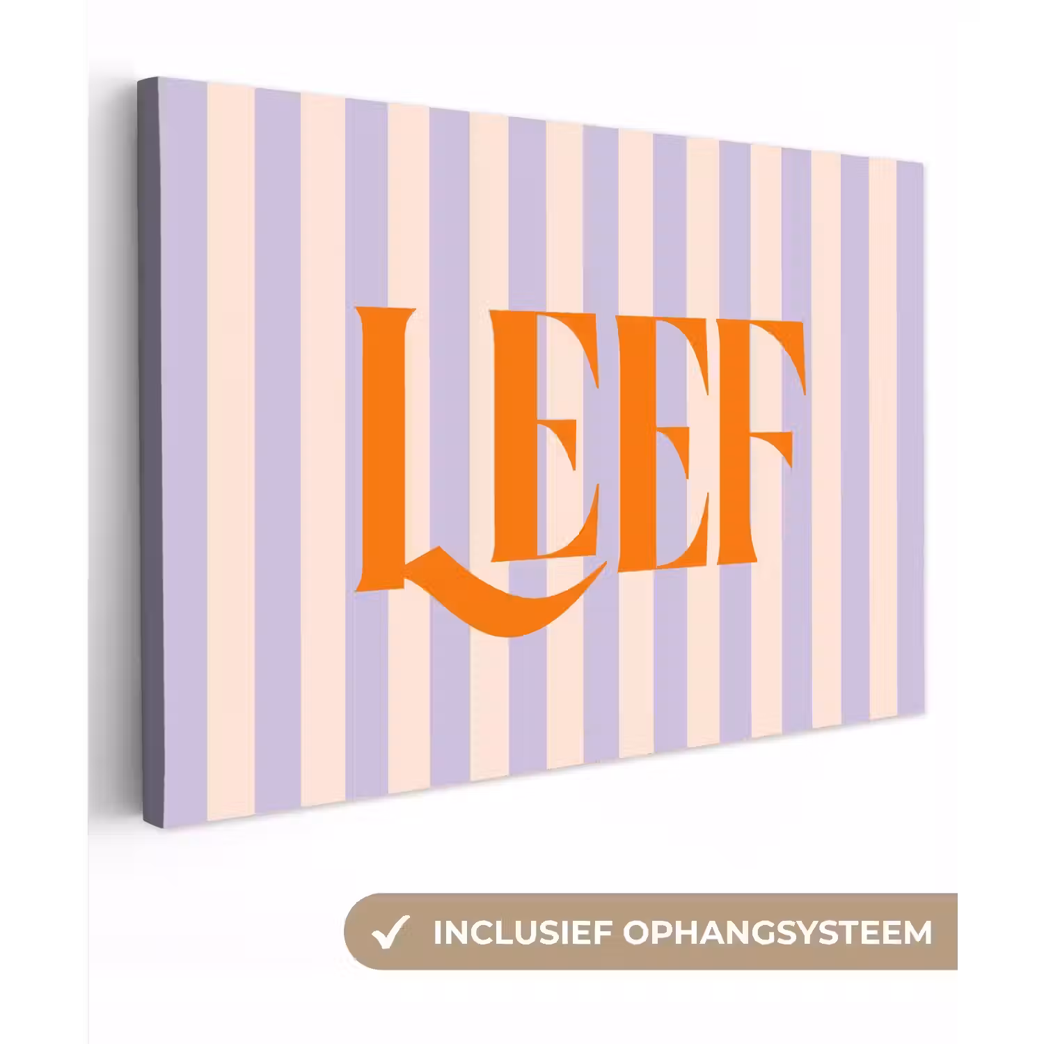 Lila - Oranje - Strepen - Leef canvas 2cm klein -3d