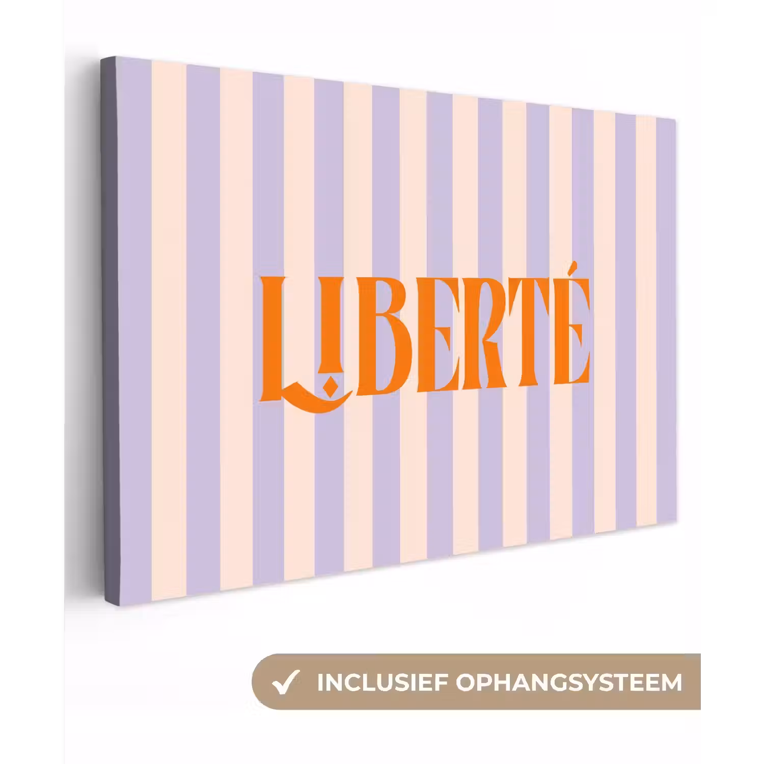 Lila - Oranje - Strepen - Liberté canvas 2cm klein -3d