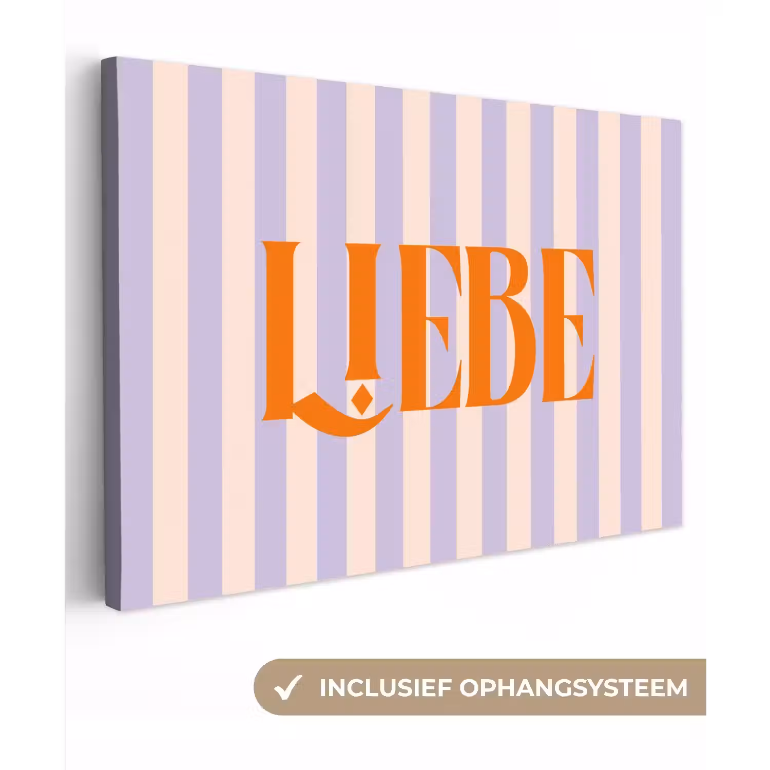 Lila - Oranje - Strepen - Liebe canvas 2cm klein -3d