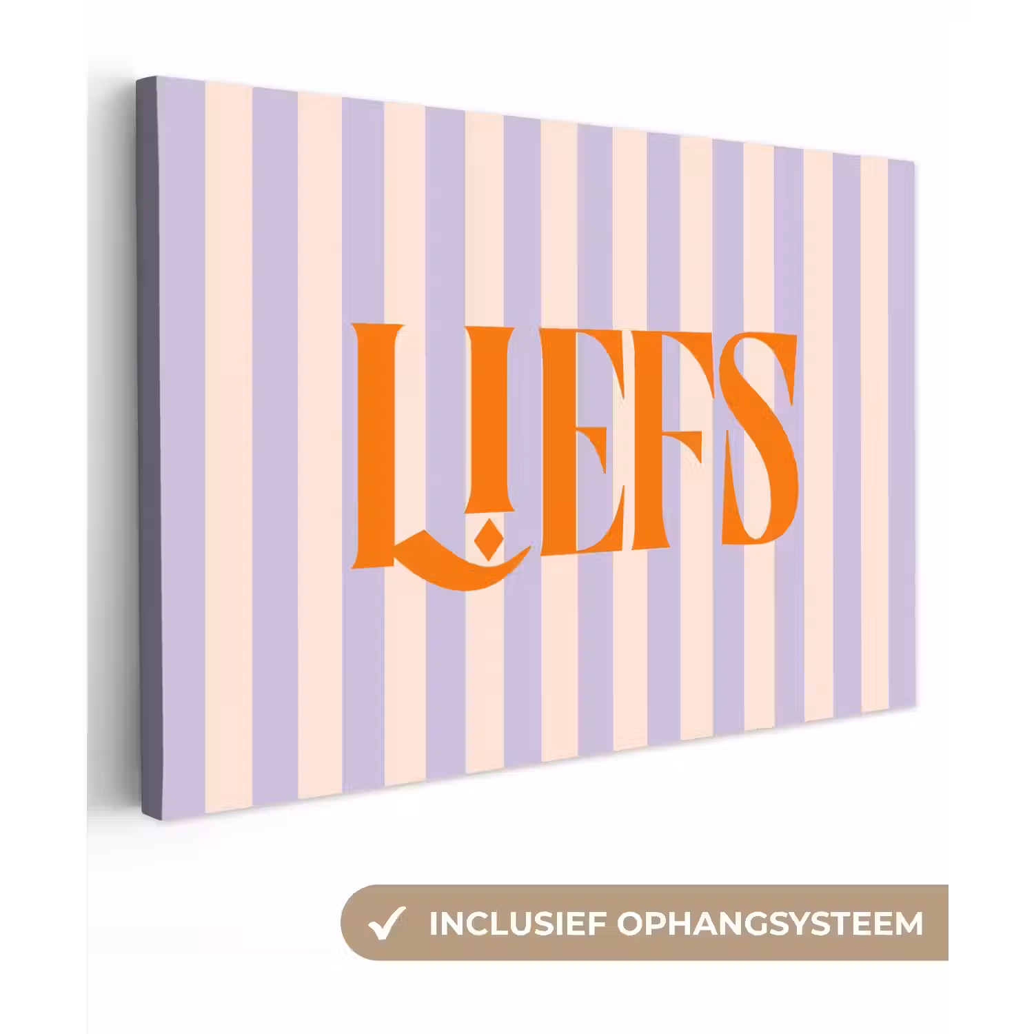 Lila - Oranje - Strepen - Liefs canvas 2cm klein -3d