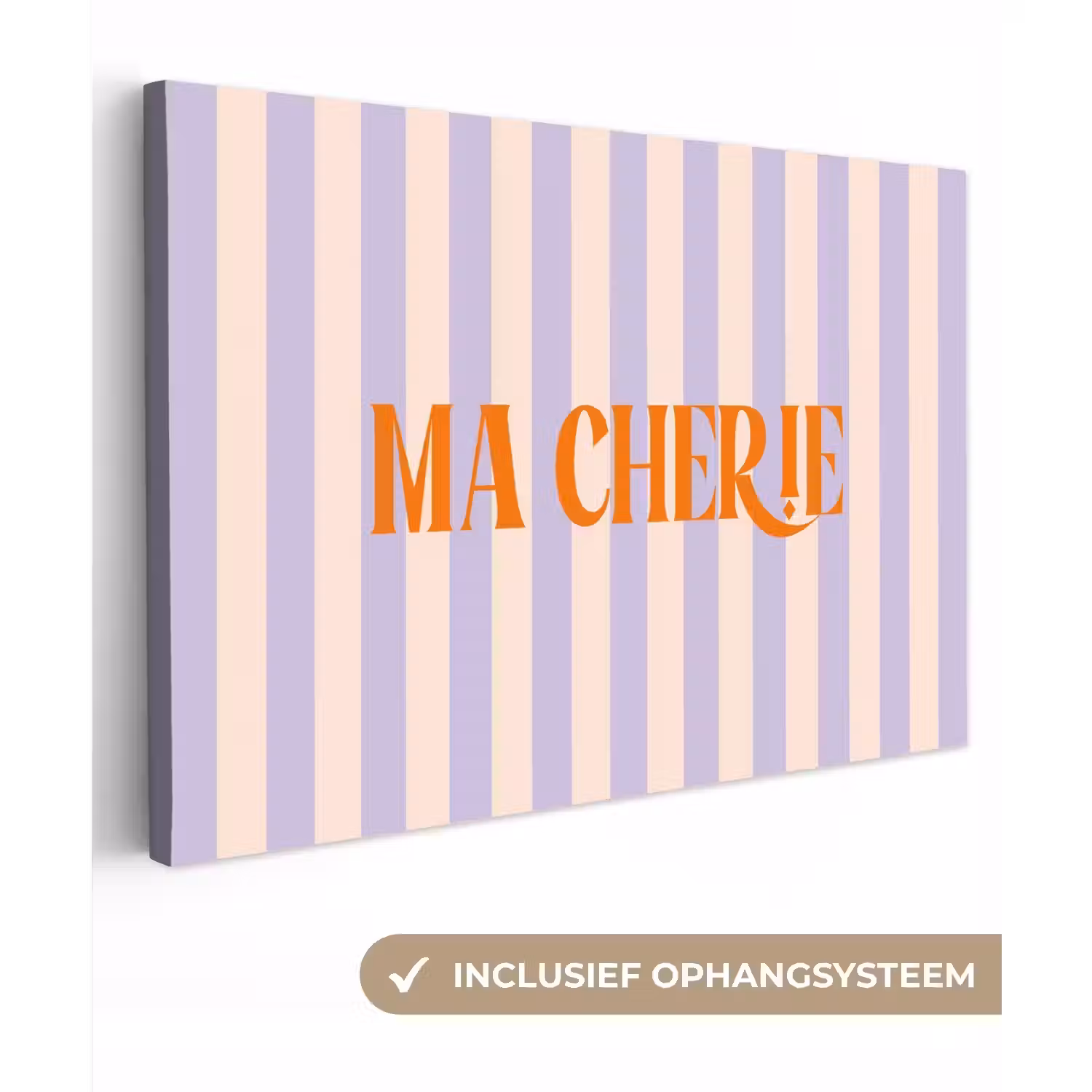 Lila - Oranje - Strepen - Ma Cherie canvas 2cm klein -3d