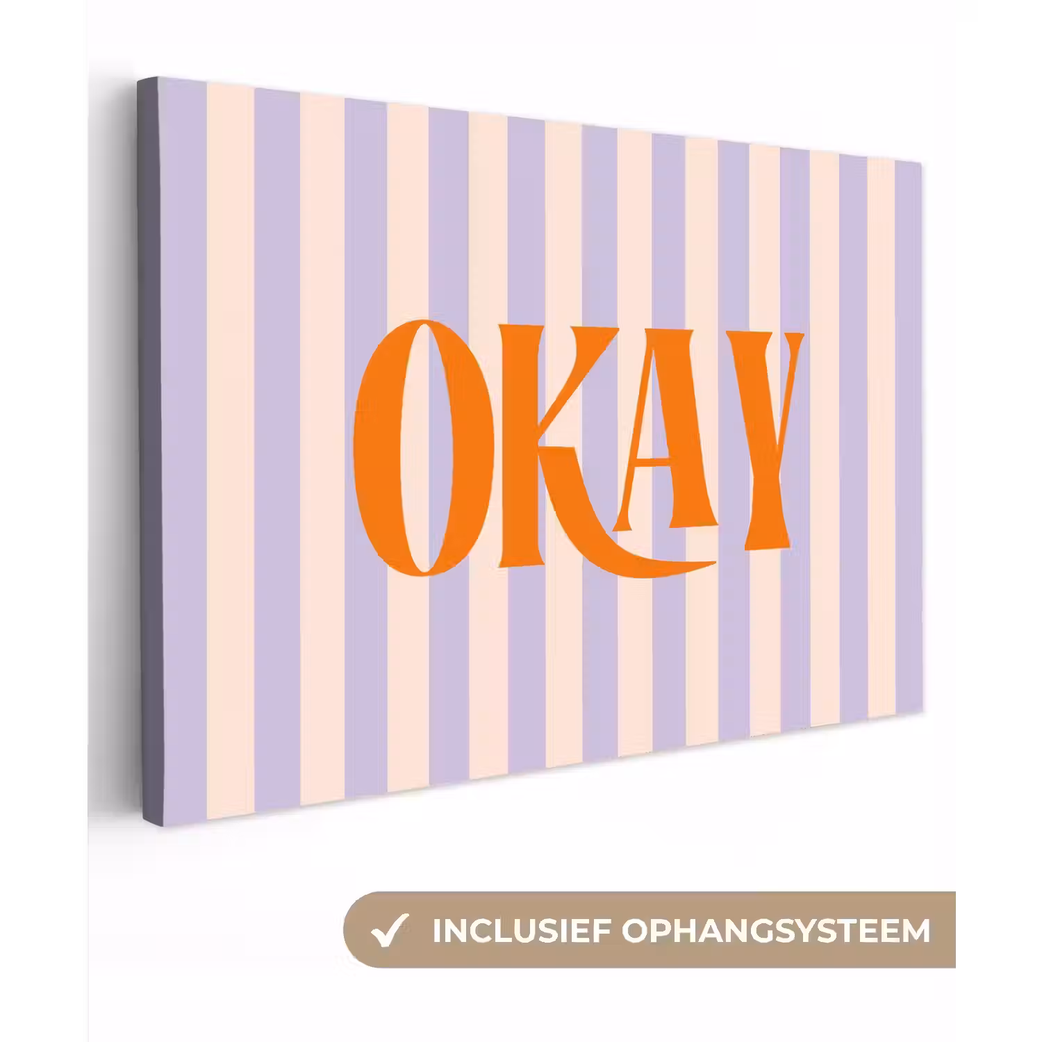 Lila - Oranje - Strepen - Okay canvas 2cm klein -3d