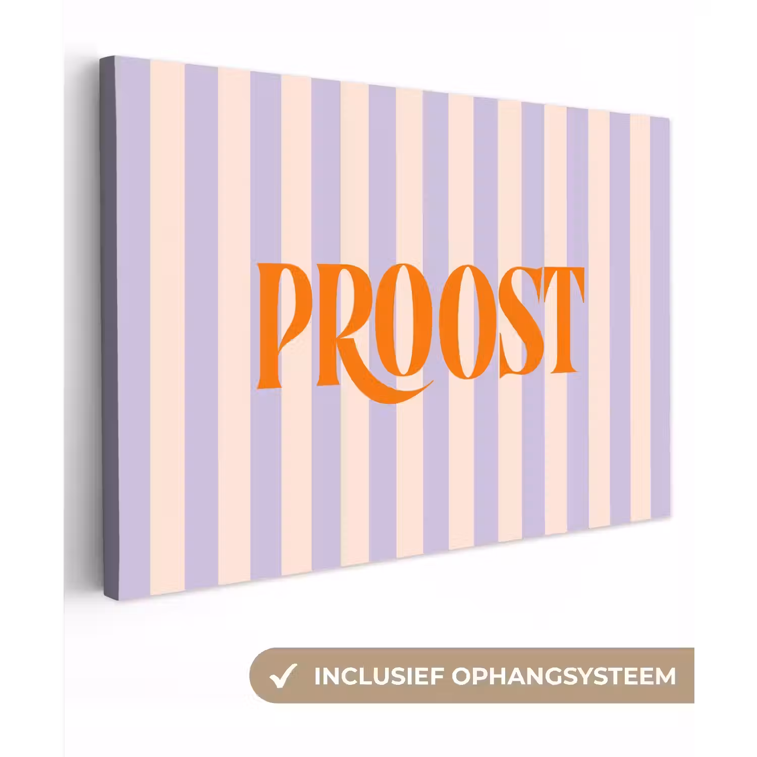 Lila - Oranje - Strepen - Proost canvas 2cm klein -3d