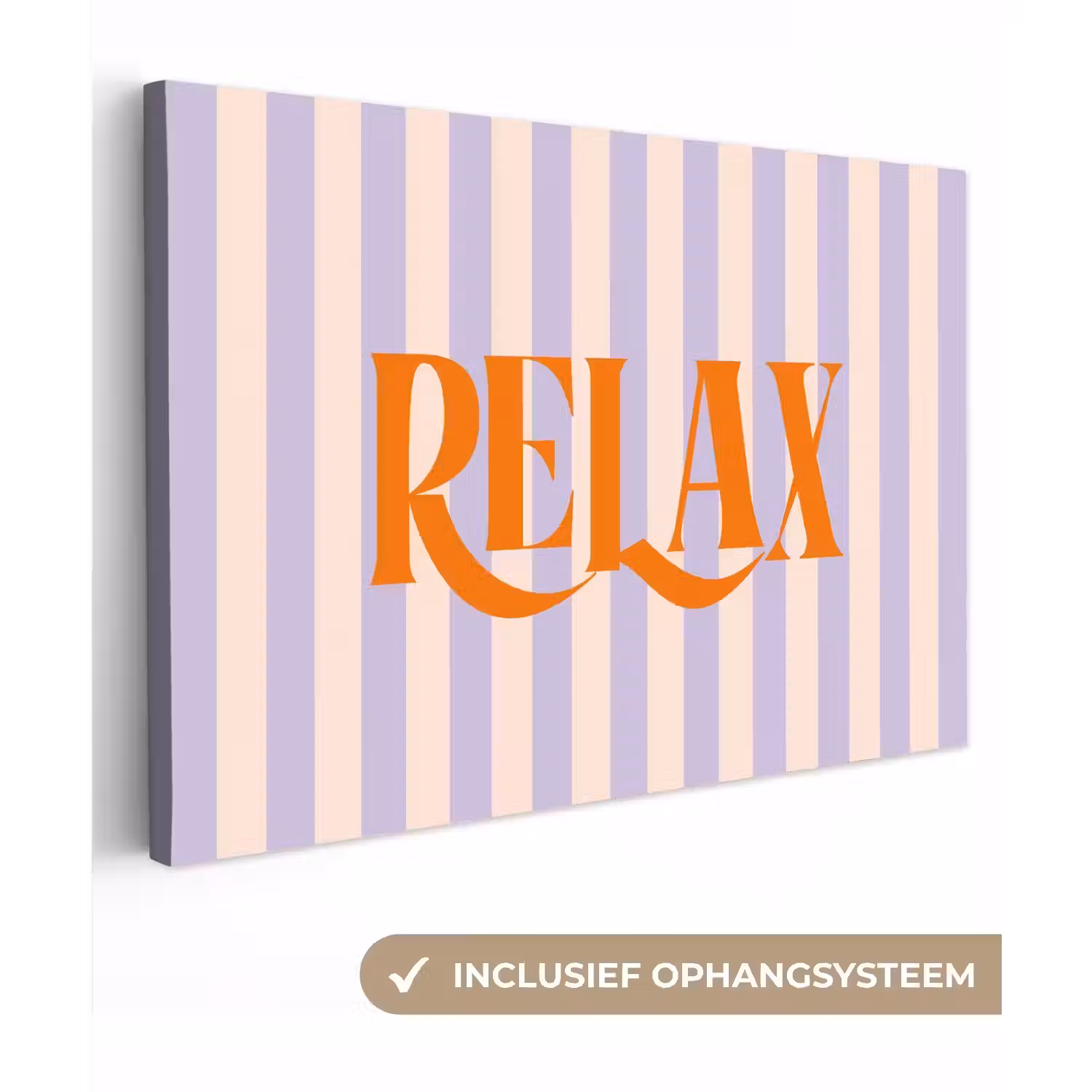 Lila - Oranje - Strepen - Relax canvas 2cm klein -3d