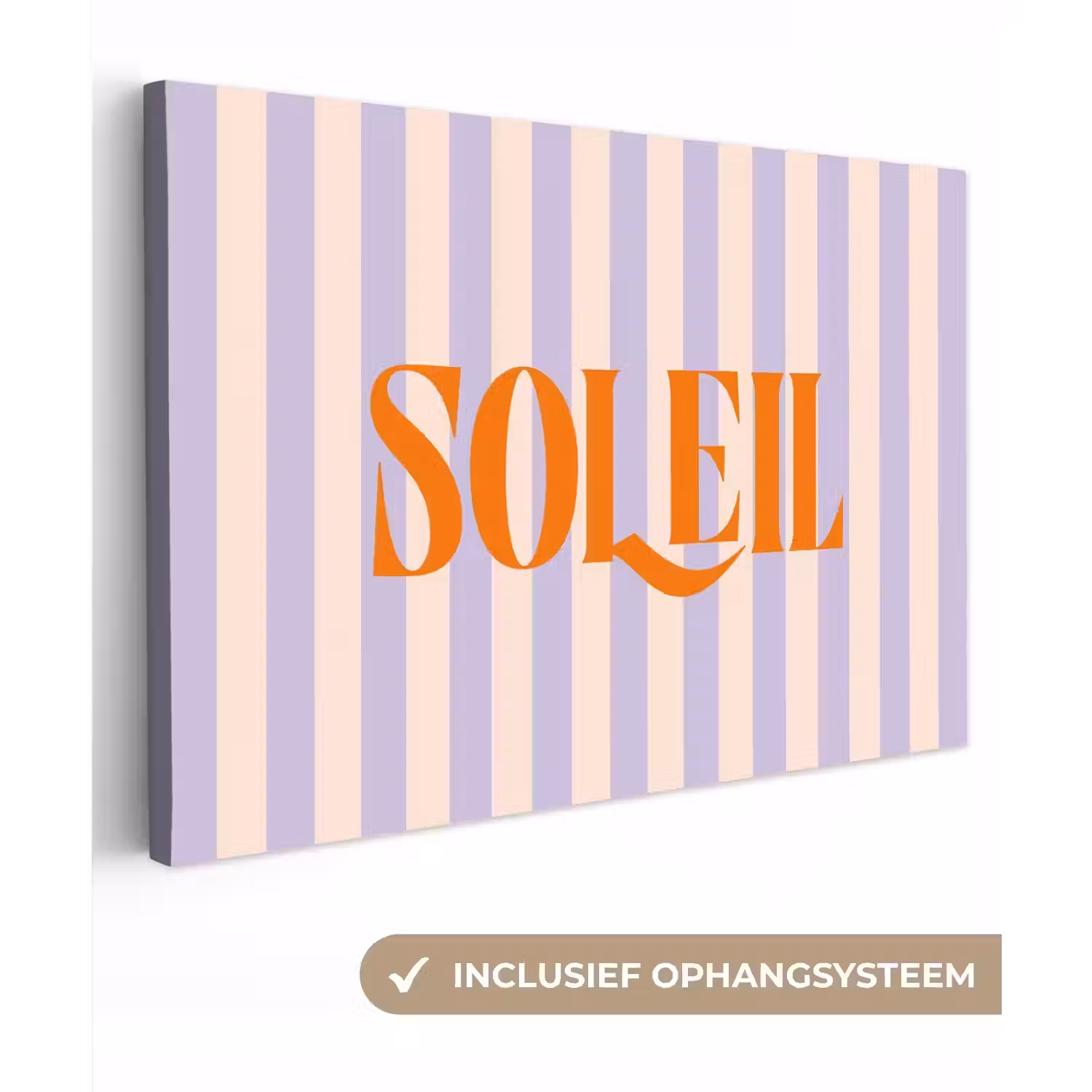 Lila - Oranje - Strepen - Soleil canvas 2cm klein -3d