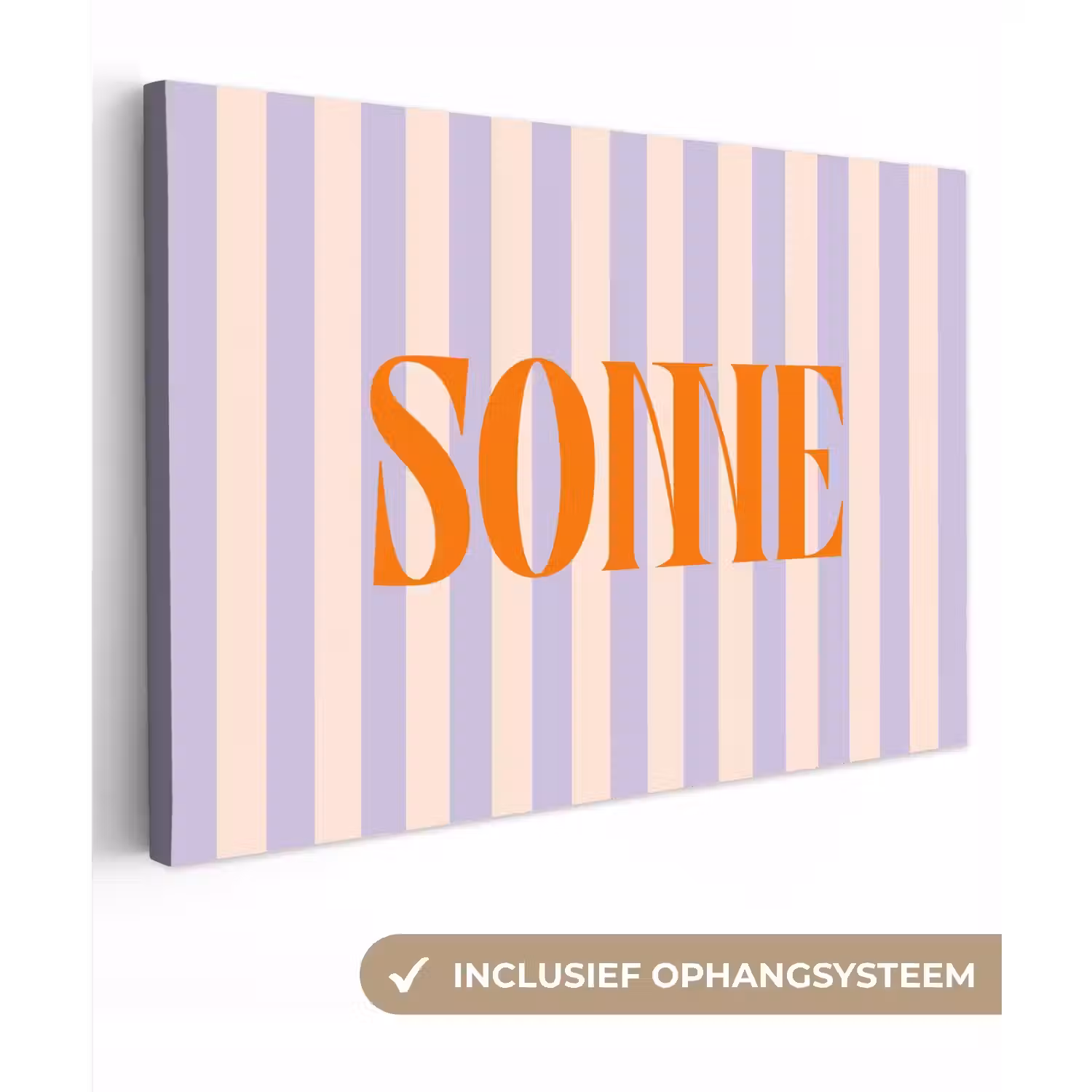 Lila - Oranje - Strepen - Sonne canvas 2cm klein -3d
