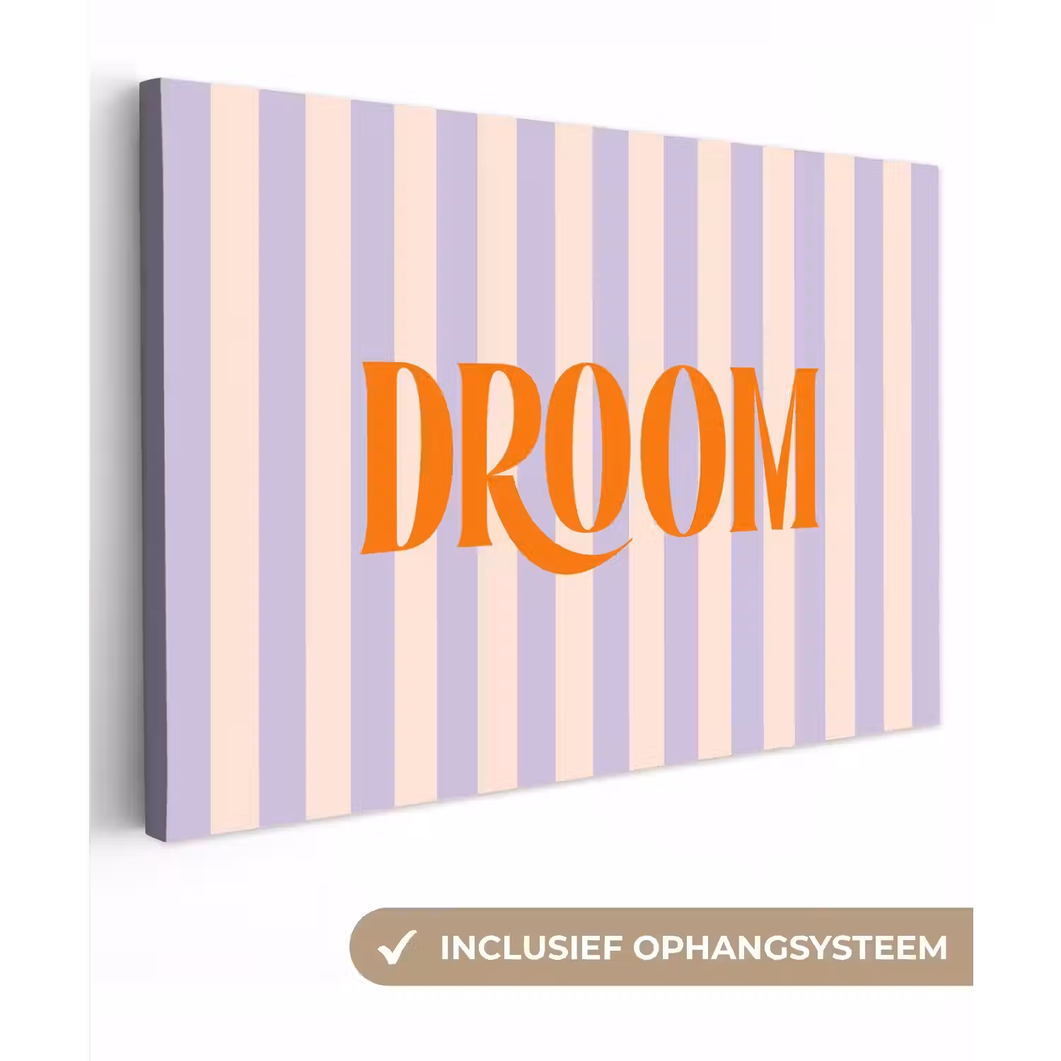 Lila - Oranje - Strepen - Droom canvas 2cm klein -3d