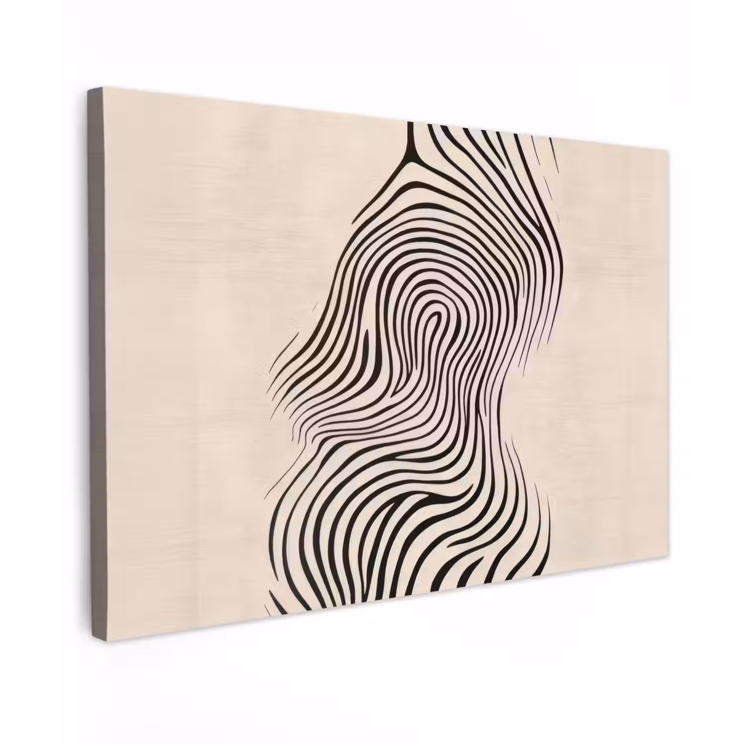 Lijnen - Abstract - Golvend - Zwart canvas 2cm klein -z3d
