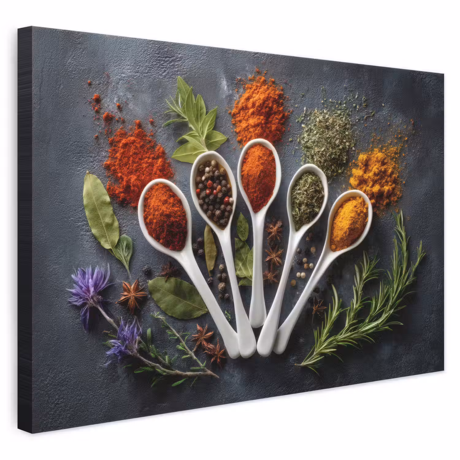 Lepels - Wit - Poeder - Kruiden canvas 2cm klein -3d
