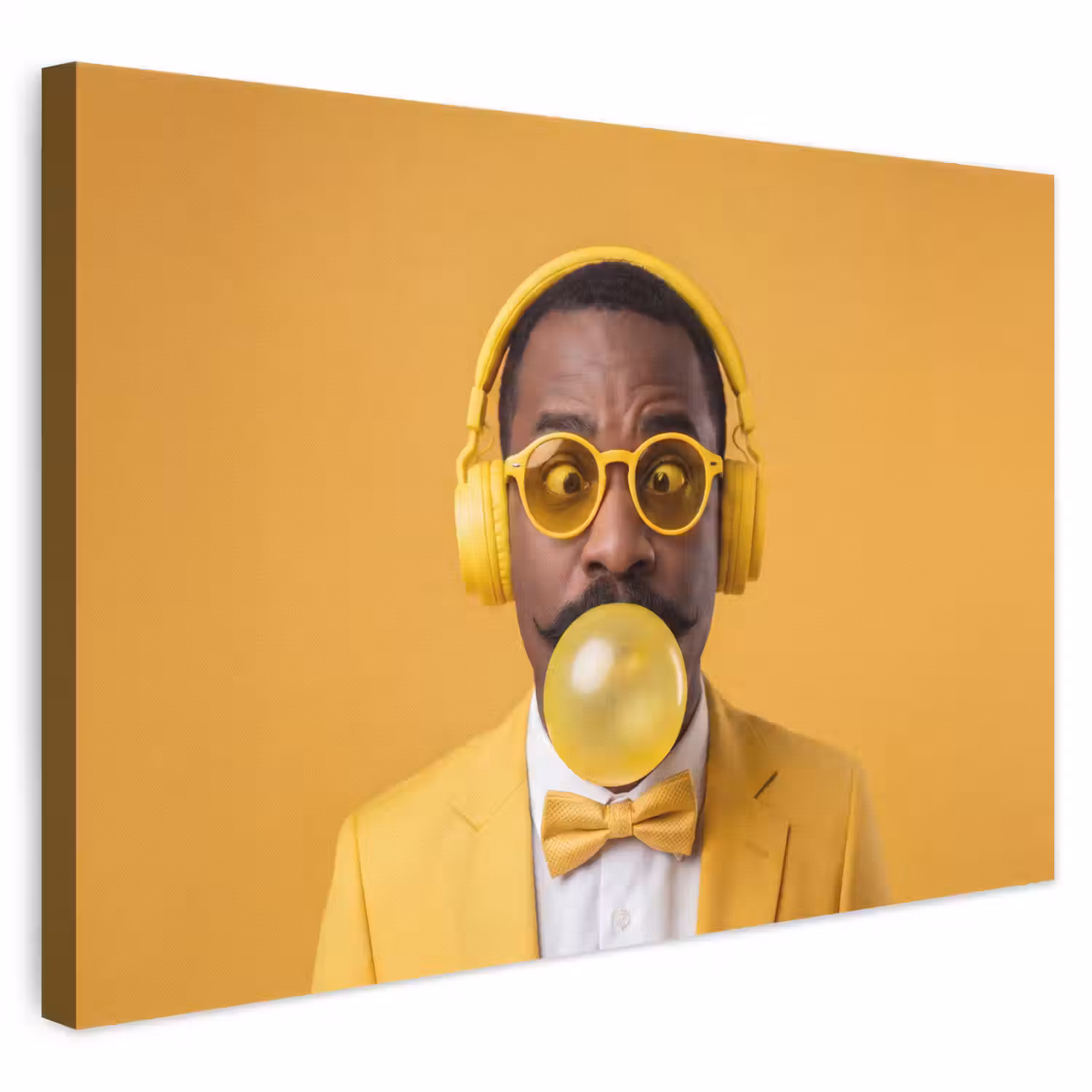 Man - Bubblegum - Portret - Geel - Modern canvas 2cm klein -3d
