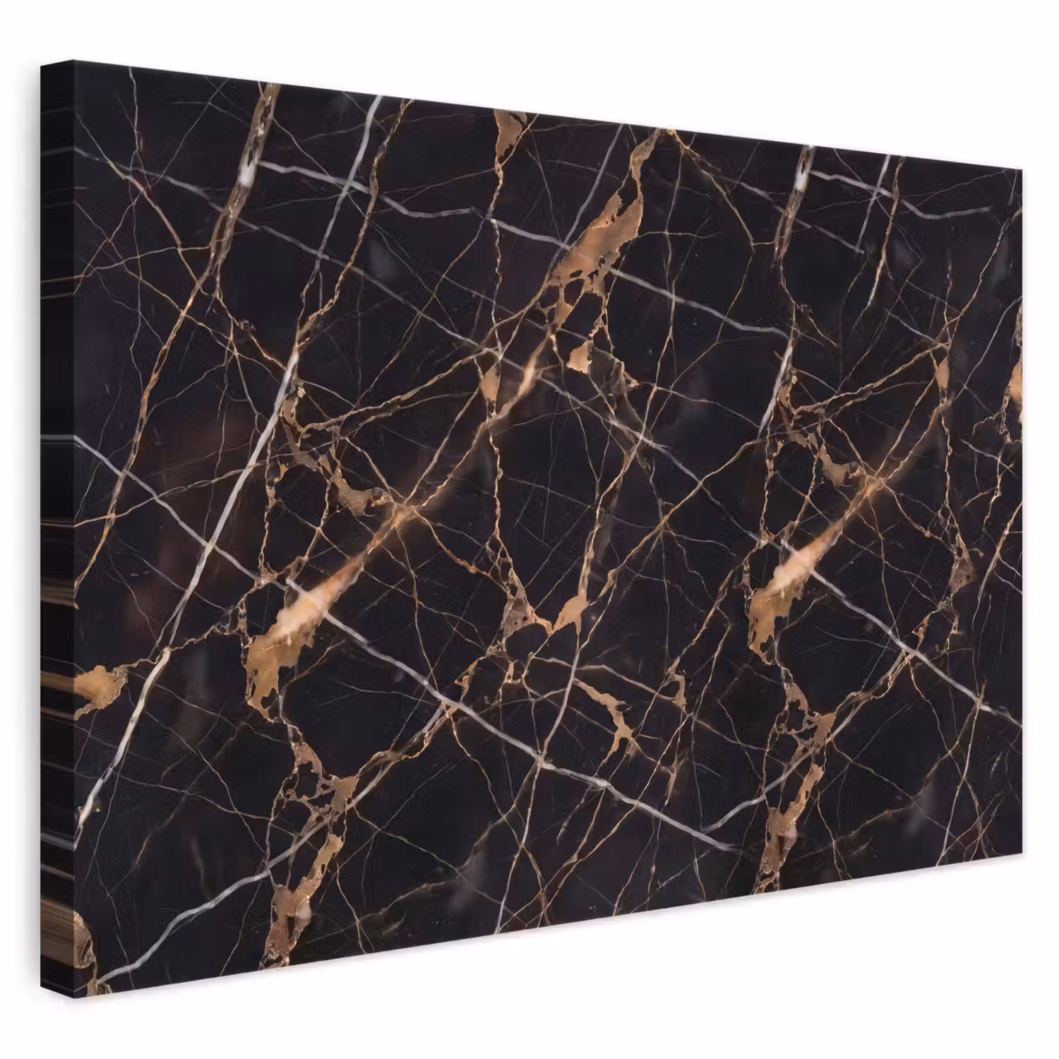 Marmer - Goud - Abstract - Zwart canvas 2cm klein -3d