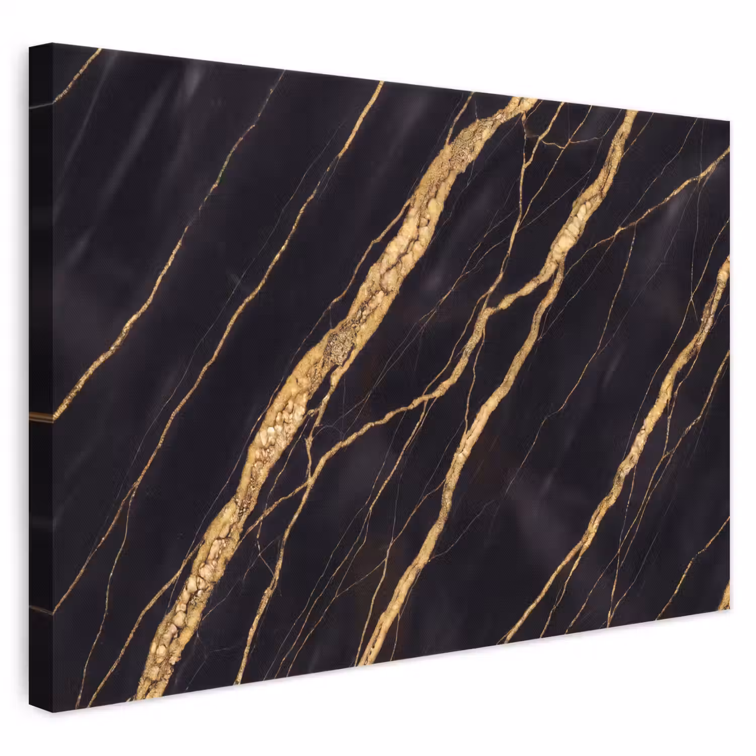 Marmer - Goud - Textuur - Abstract - Zwart canvas 2cm klein -3d