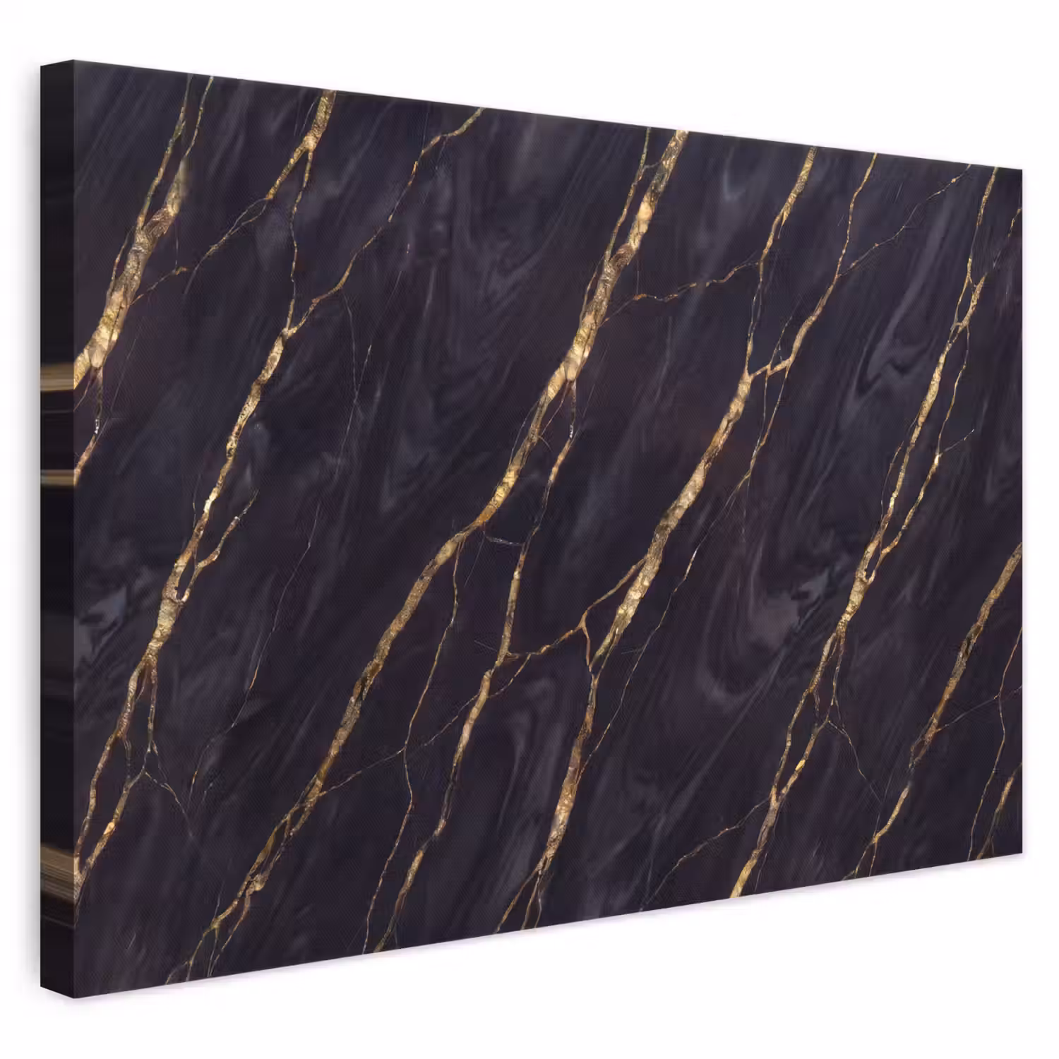 Marmer - Gouden aders - Abstract - Zwart canvas 2cm klein -3d