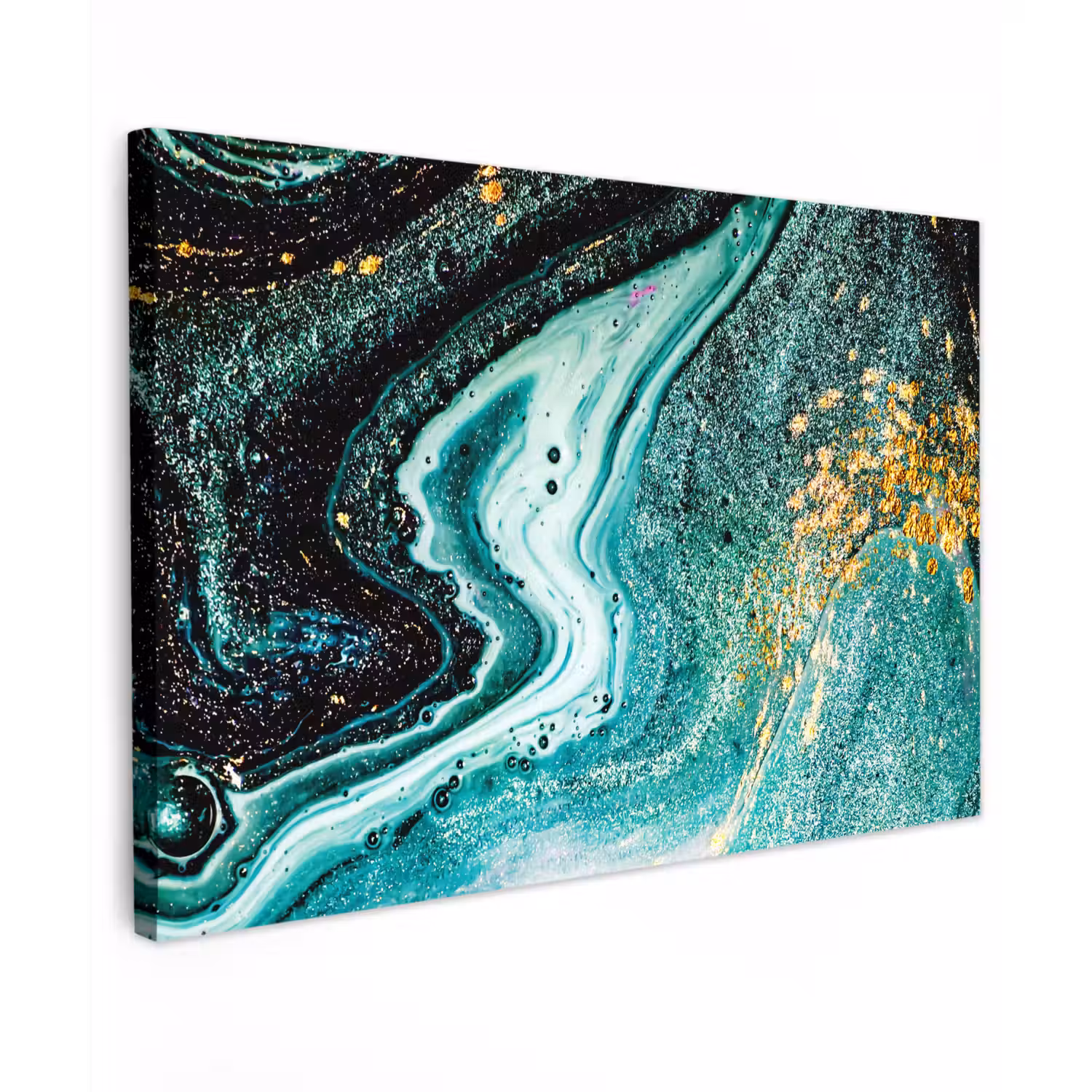 Marmerlook - Blauw - Goud - Glitter - Luxe - Marmer canvas 2cm klein -z3d
