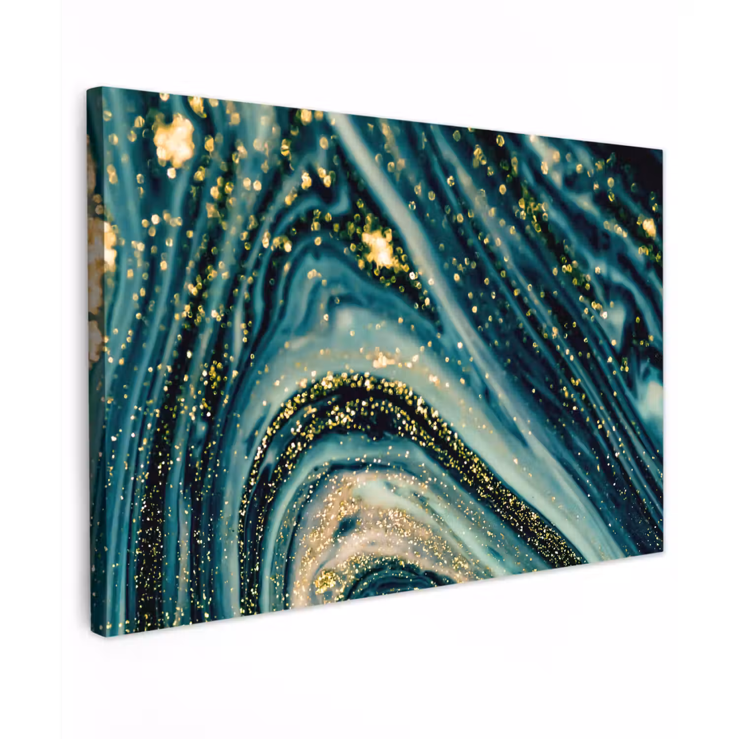 Marmerlook - Luxe - Goud - Turquoise - Glitter canvas 2cm klein -z3d