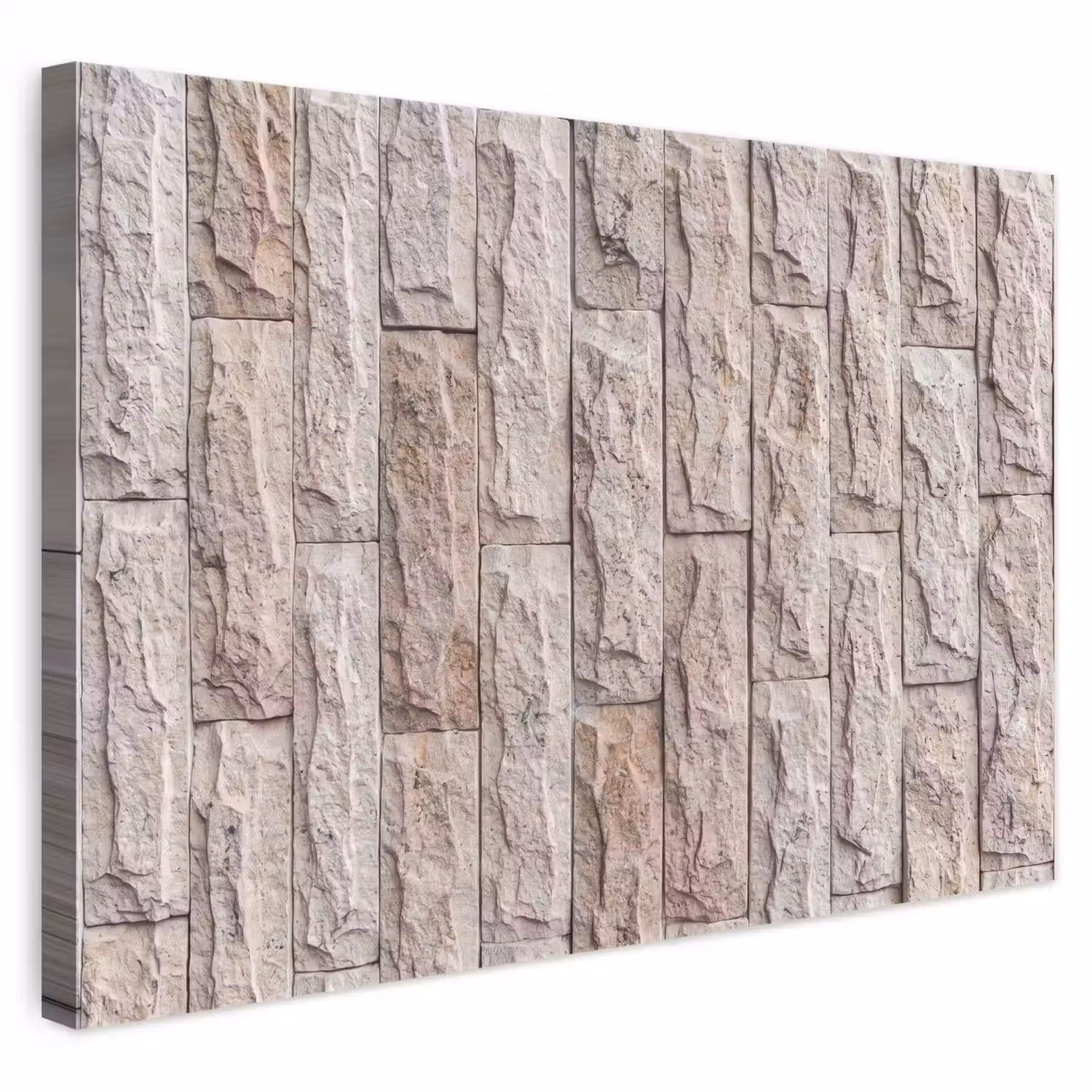 Muur - Steen - Ruw - Beige - Textuur canvas 2cm klein -3d