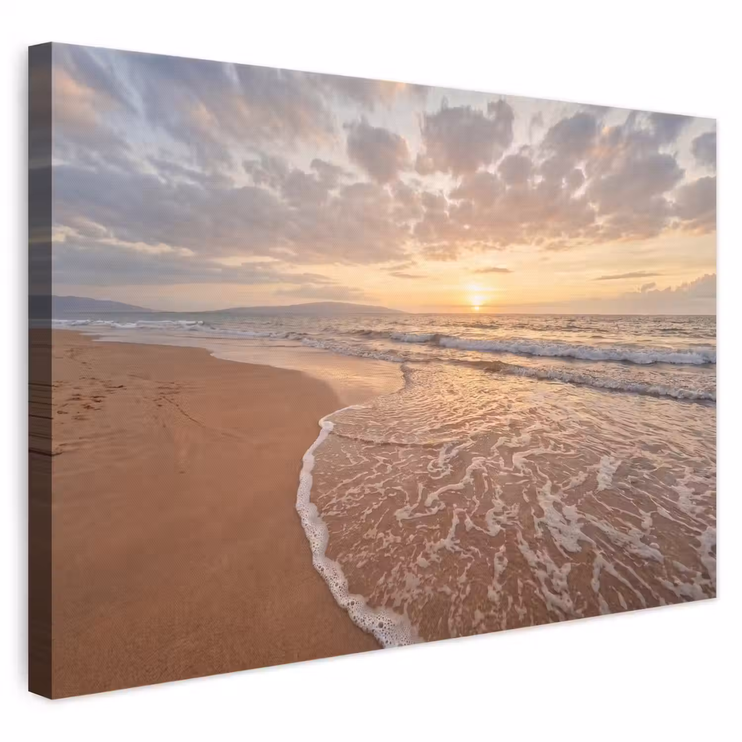 Zee - Kustlijn - Wolken - Landschap - Oranje canvas 2cm klein -3d
