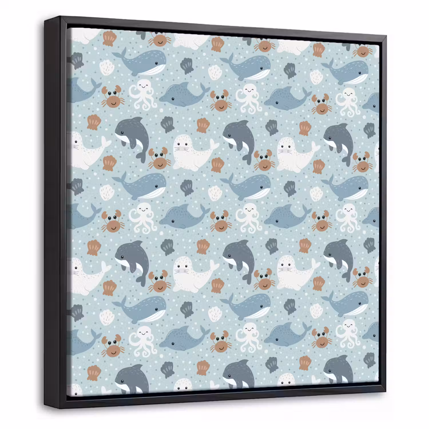 Oceaan - Walvis - Zeehond - Krab Canvas met baklijst klein 1124 -threedimensional_3d_global