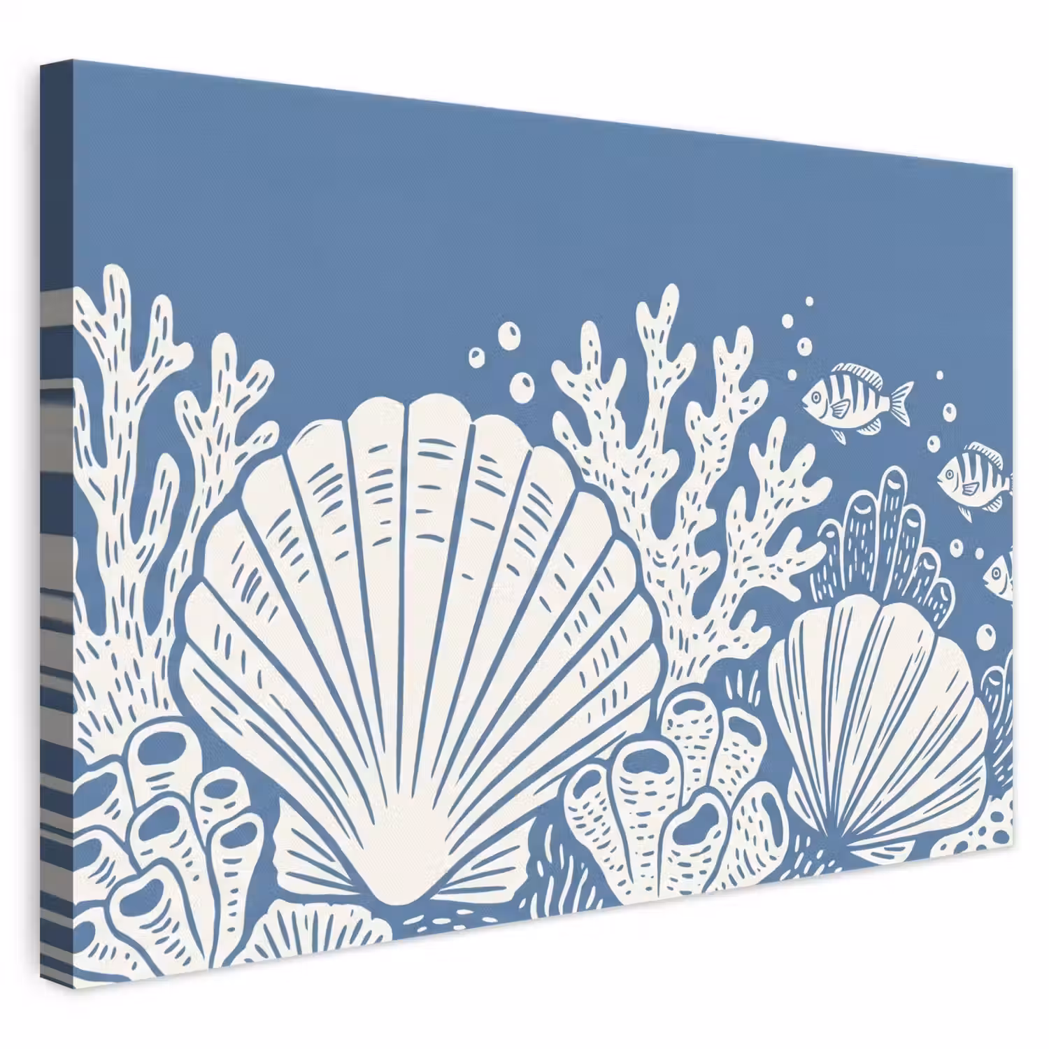 Zeeleven - Koraal - Schelp - Vis - Illustratie - Onderwater canvas 2cm klein -3d