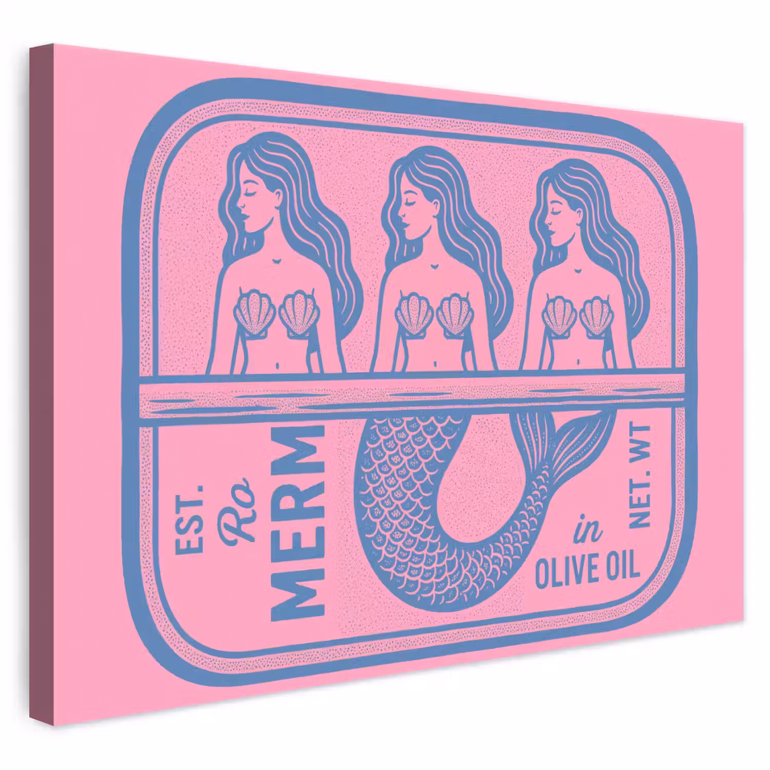 Meermin - Sardineblik - Illustratie - Roze - Retro canvas 2cm klein -3d