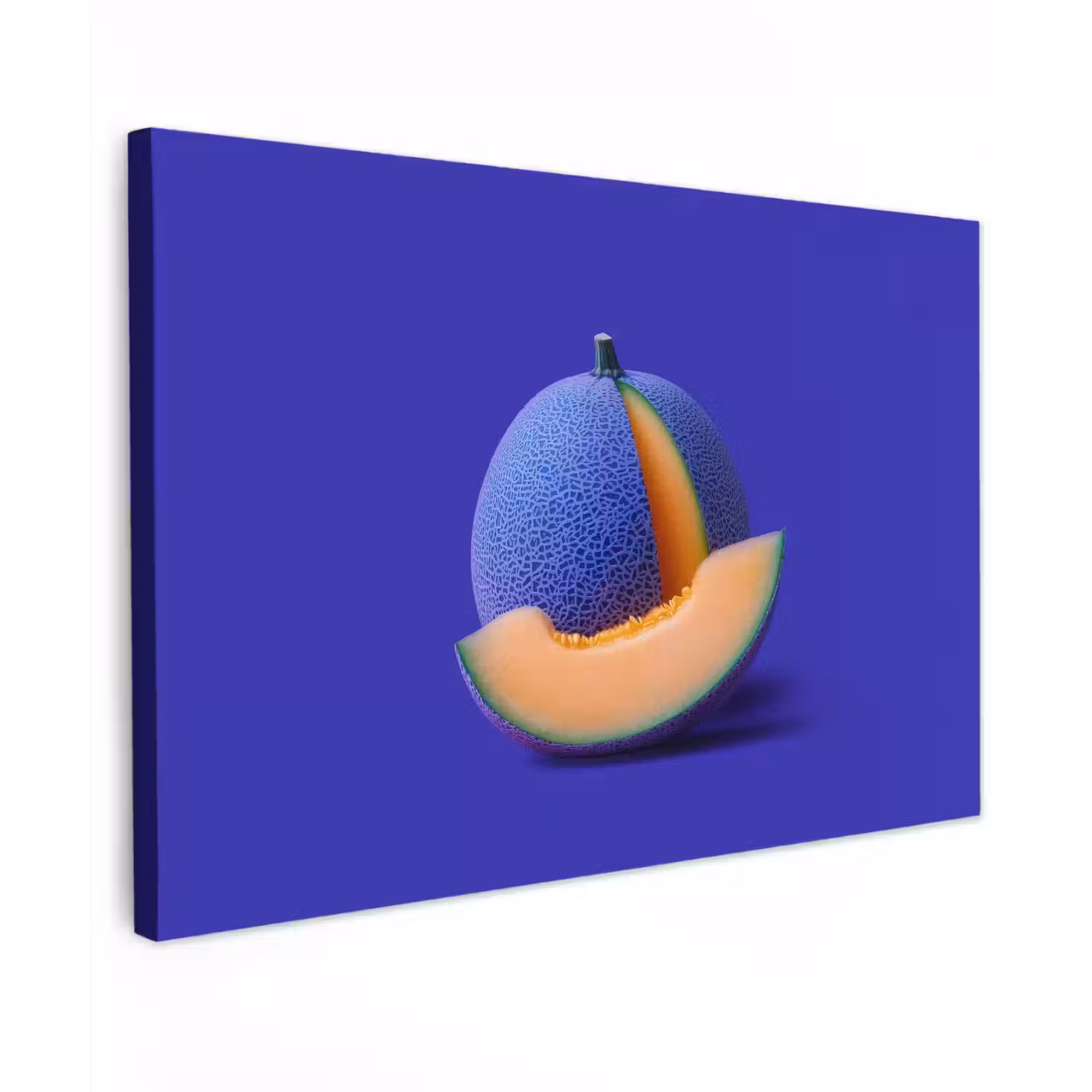 Meloen - Blauw - Oranje - Kunstzinnig canvas 2cm klein -z3d