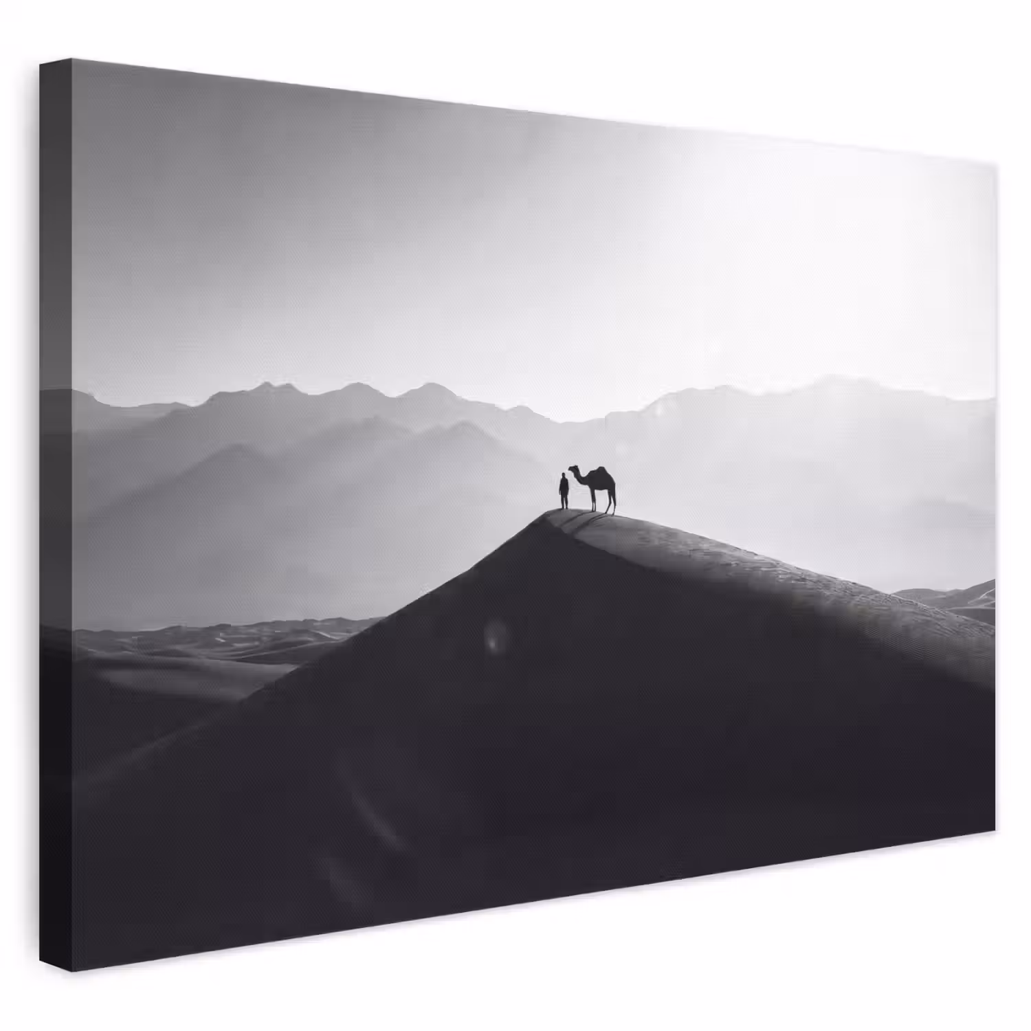 Mens - Kameel - Zandduin - Natuur - Monochroom canvas 2cm klein -3d