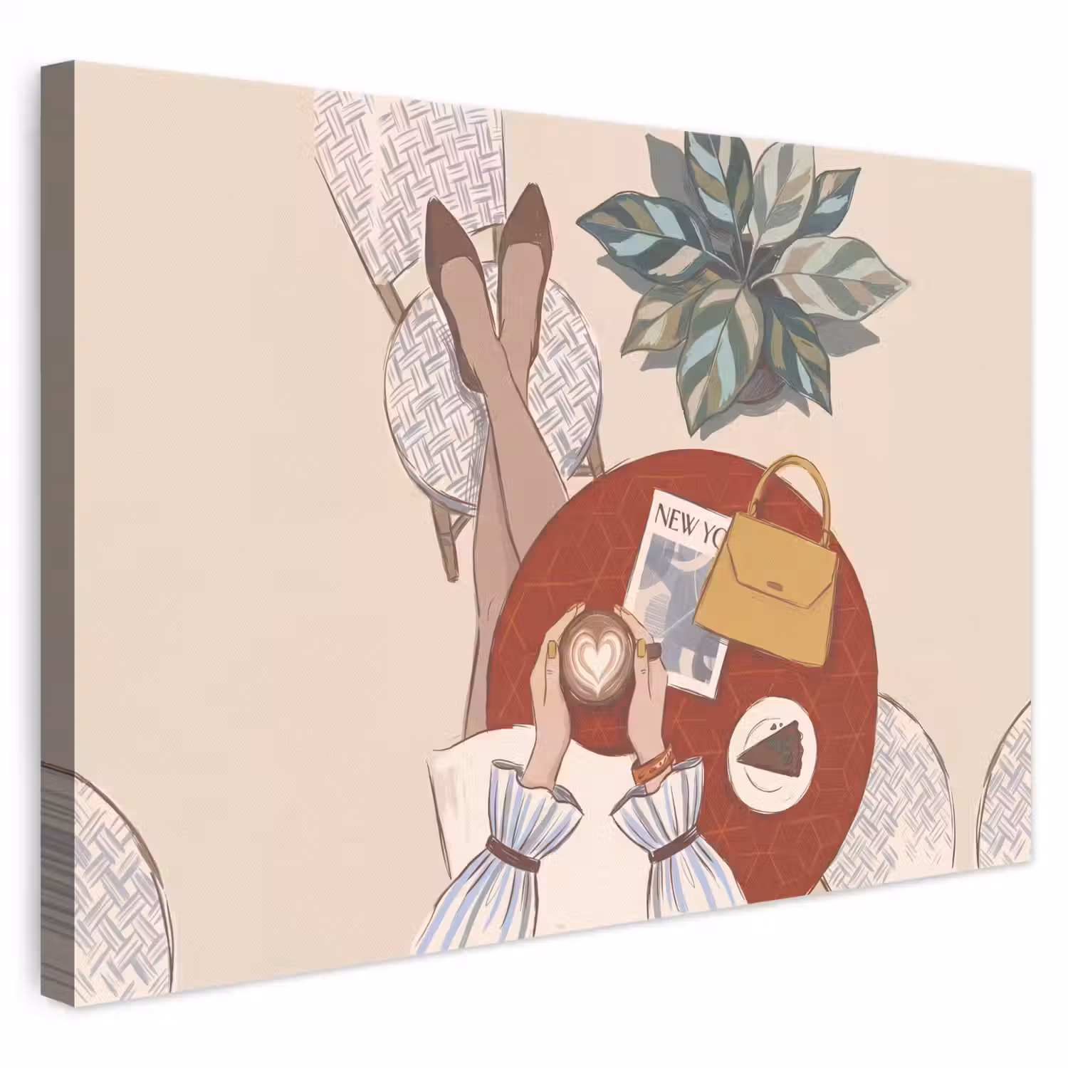 Mensen - Cafe - Koffie - Stadsleven - Modern canvas 2cm klein -3d