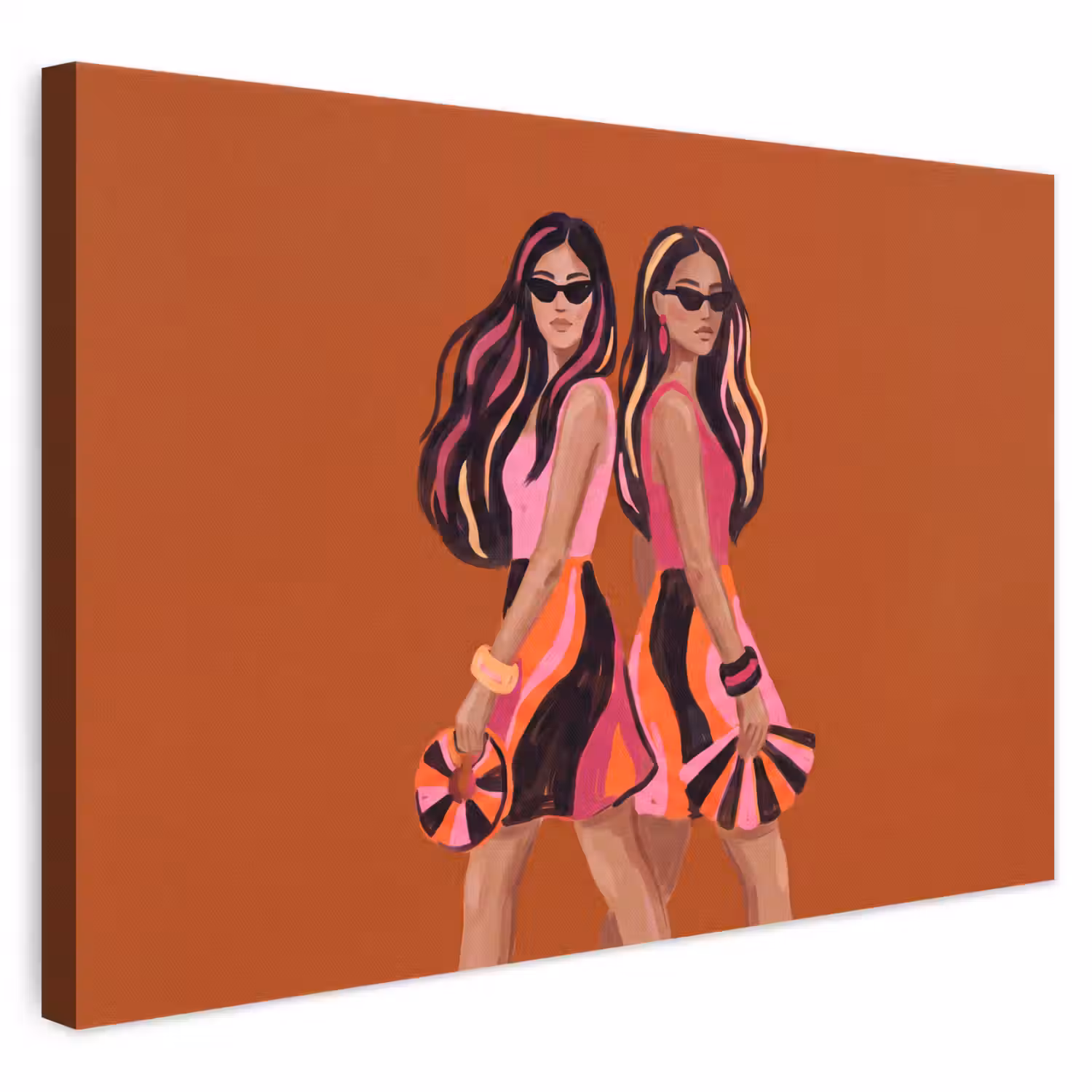 Mensen - Duo - Mode - Illustratie - Kleurrijk canvas 2cm klein -3d