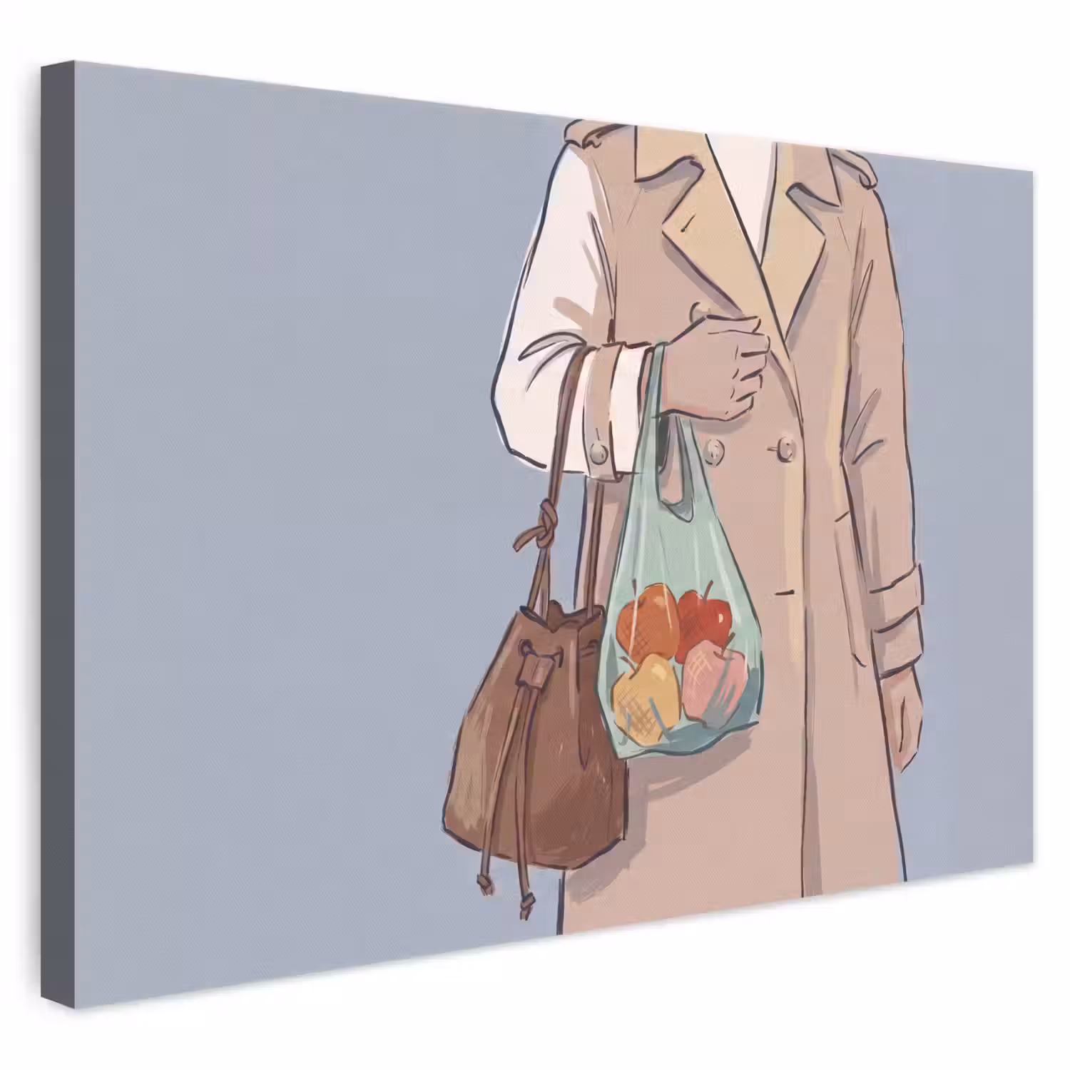 Mensen - Boodschappen - Stadsleven - Modern - Kleurrijk canvas 2cm klein -3d