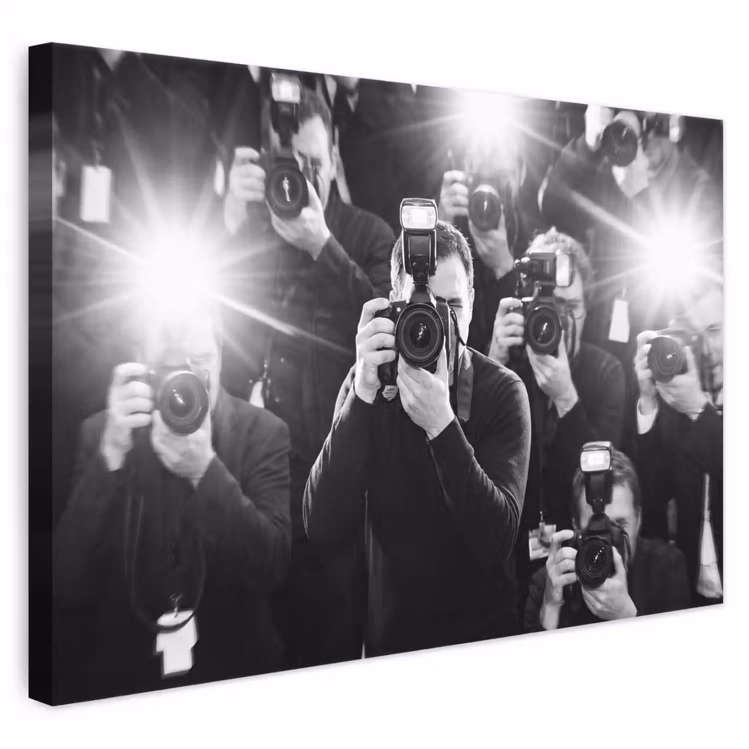 Mensen - Camera - Flitslicht - Zwart-wit - Media canvas 2cm klein -3d