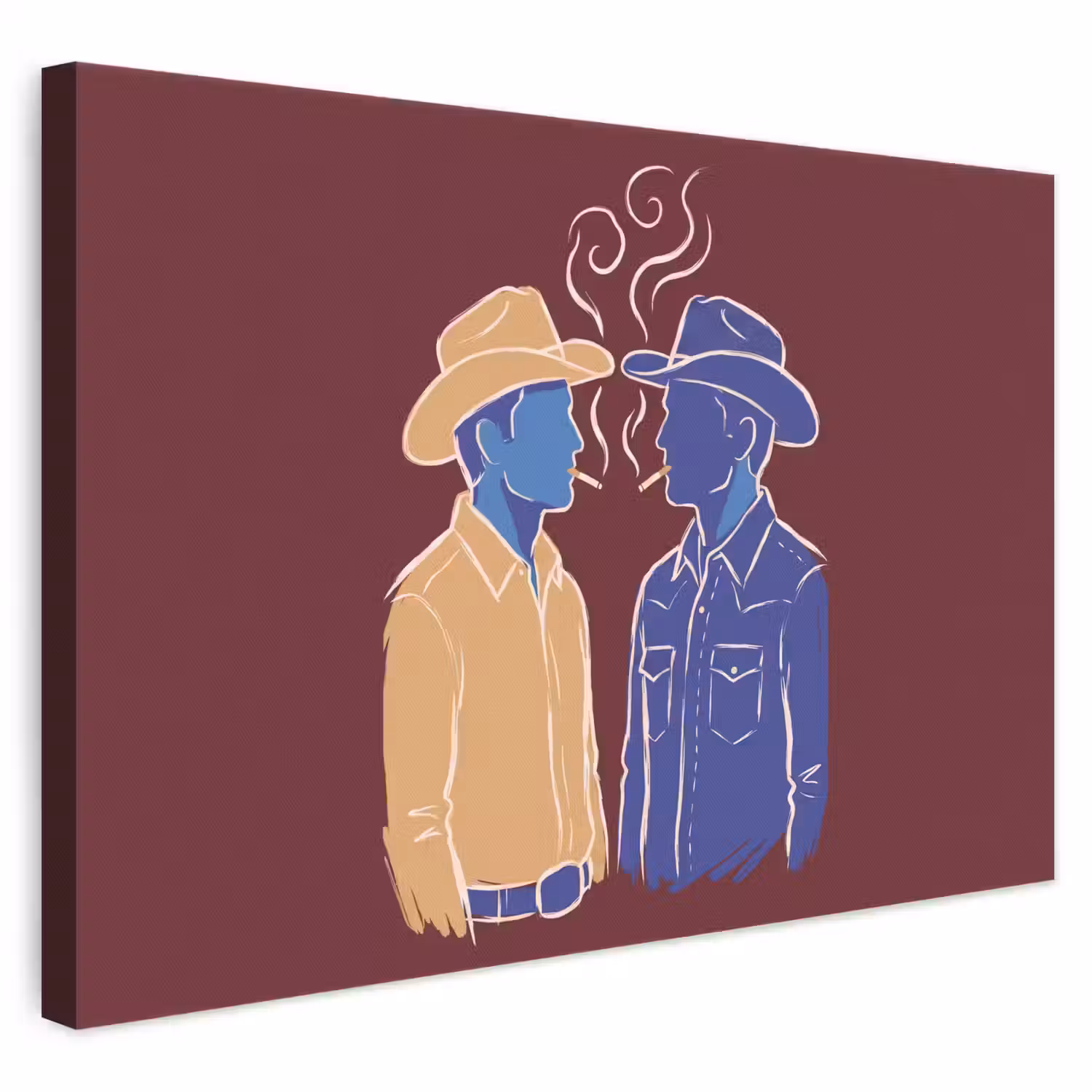 Mensen - Profiel - Sigaret - Abstract - Kunst canvas 2cm klein -3d