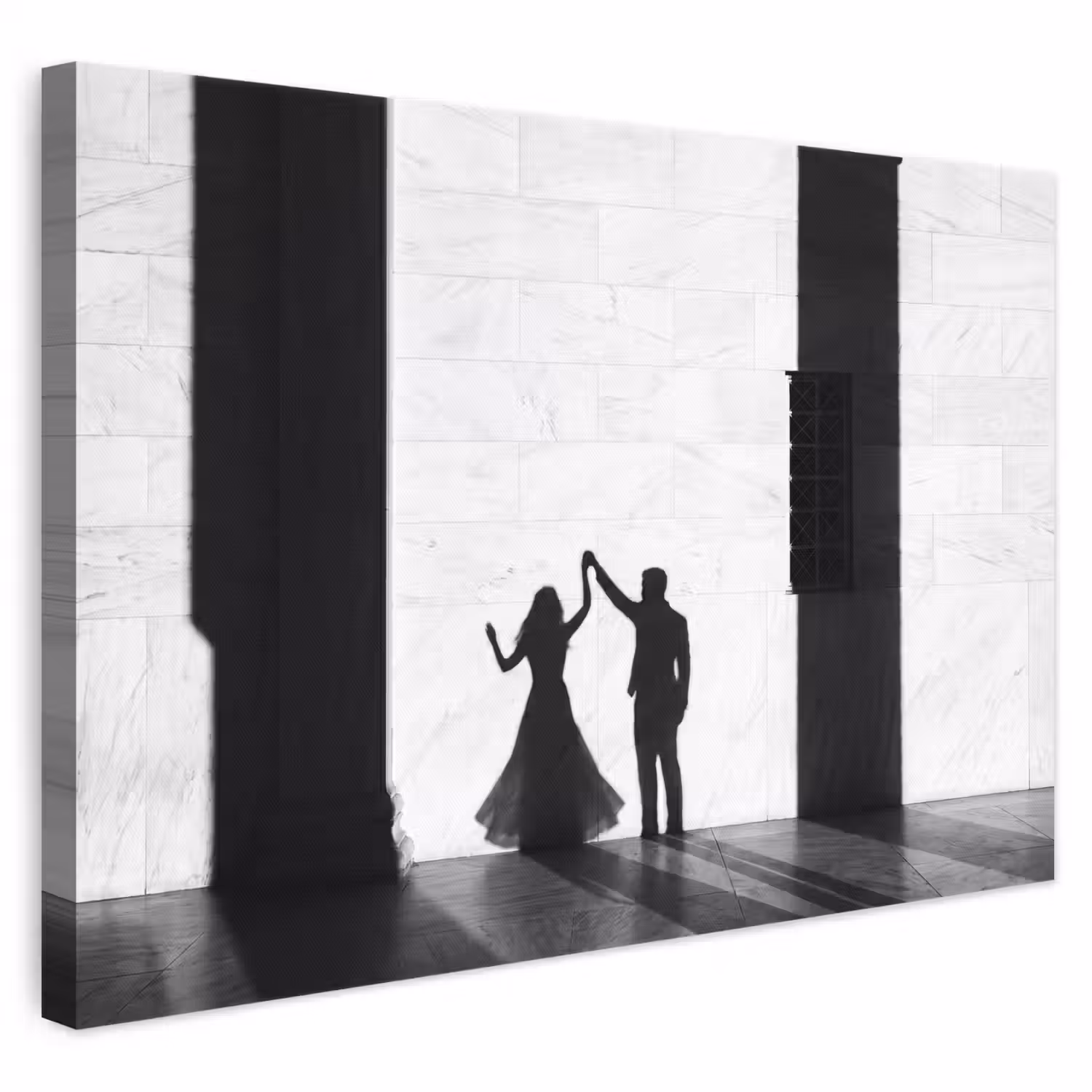 Mensen - Schaduw - Dans - Zwart-wit - Liefde canvas 2cm klein -3d