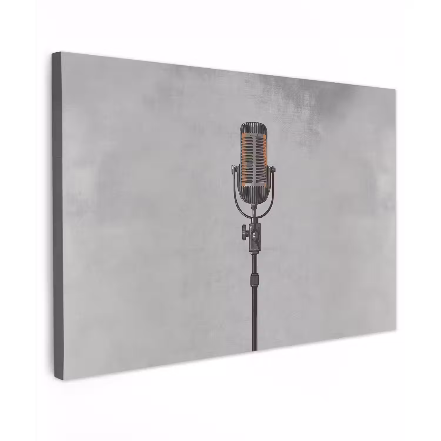 Microfoon - Vintage - Illustratie - Grijs canvas 2cm klein -z3d