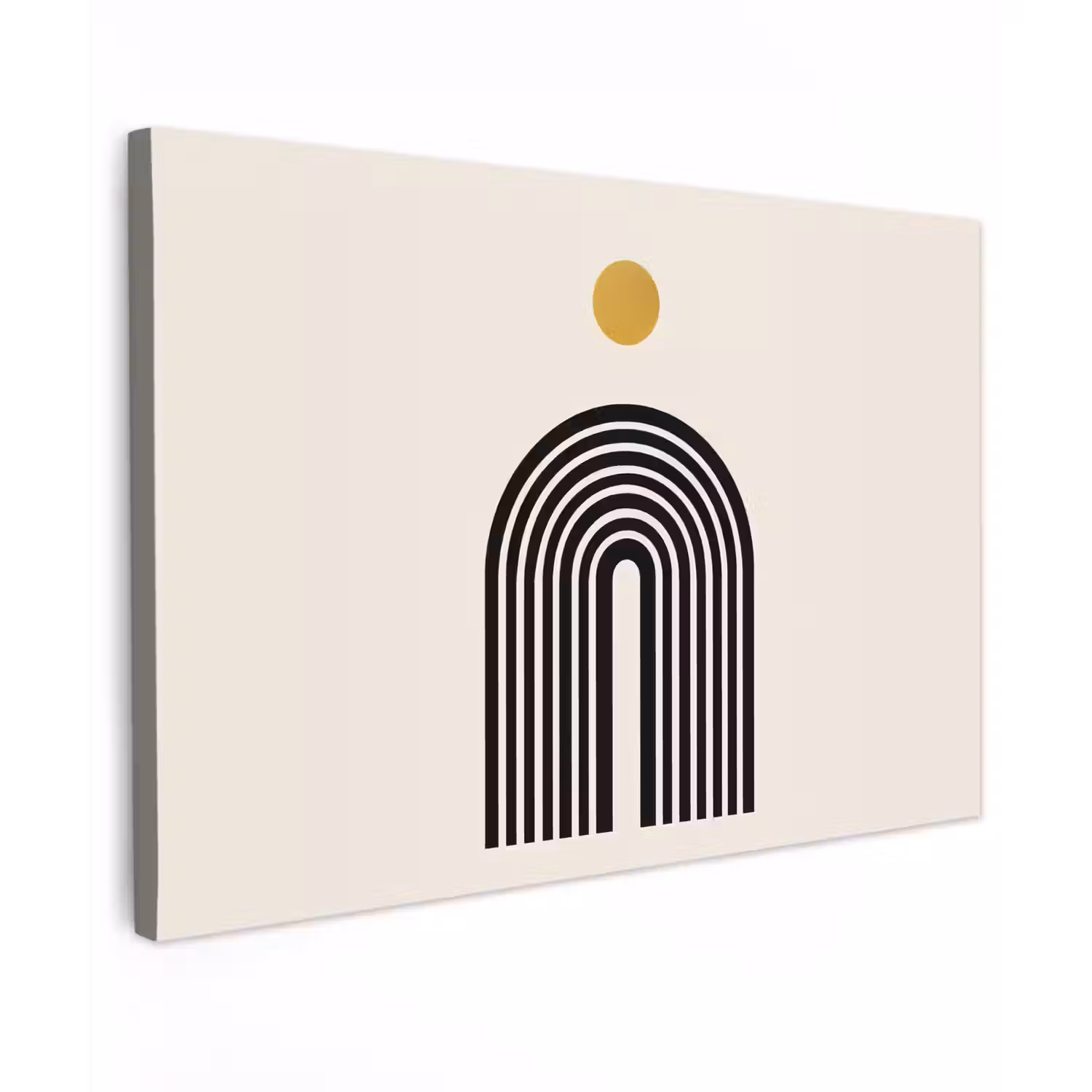 Minimalistisch - Zwarte boog - Gouden cirkel canvas 2cm klein -z3d