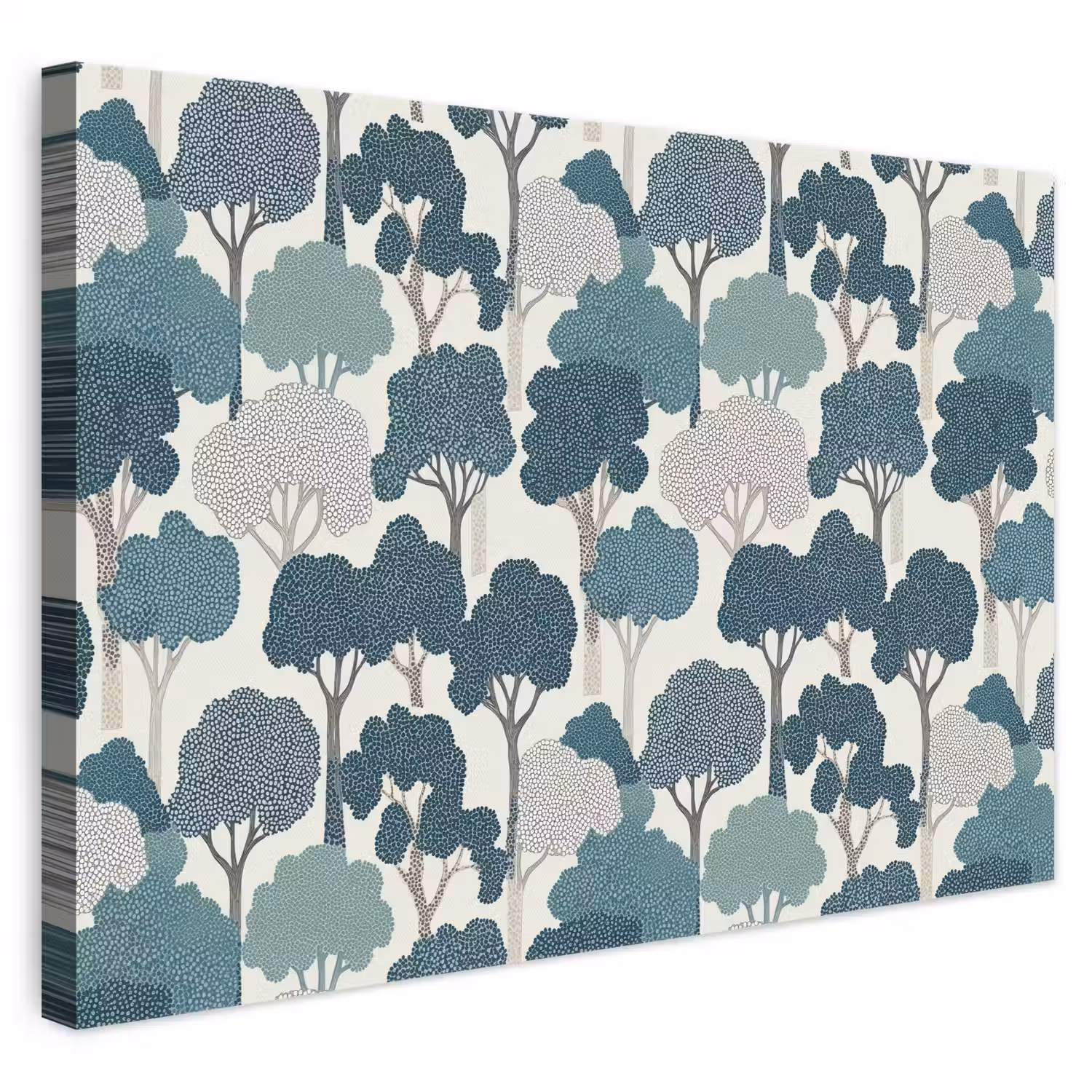Modern - Bomen - Bos - Patroon - Blauw canvas 2cm klein 34 -3d