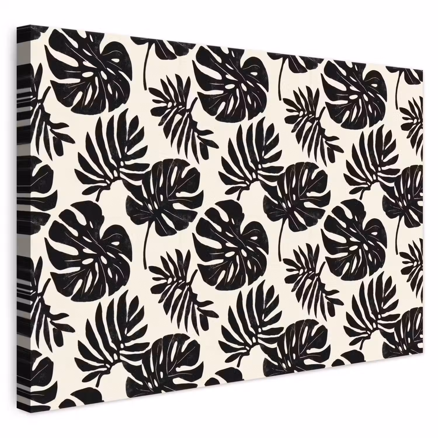 Modern - Monstera - Zwart canvas 2cm klein 34 -3d