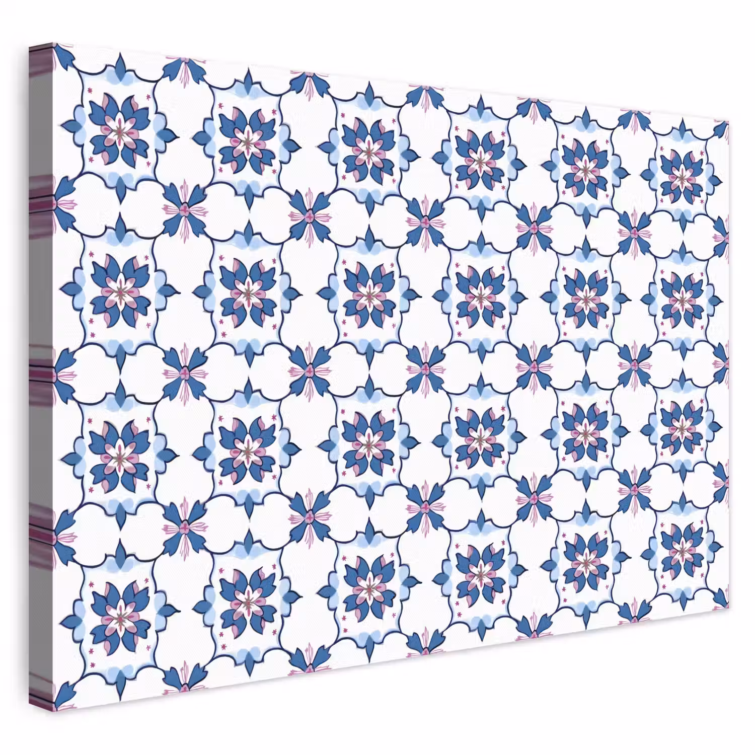 Modern - Patroon - Blauw - Roze canvas 2cm klein 34 -3d