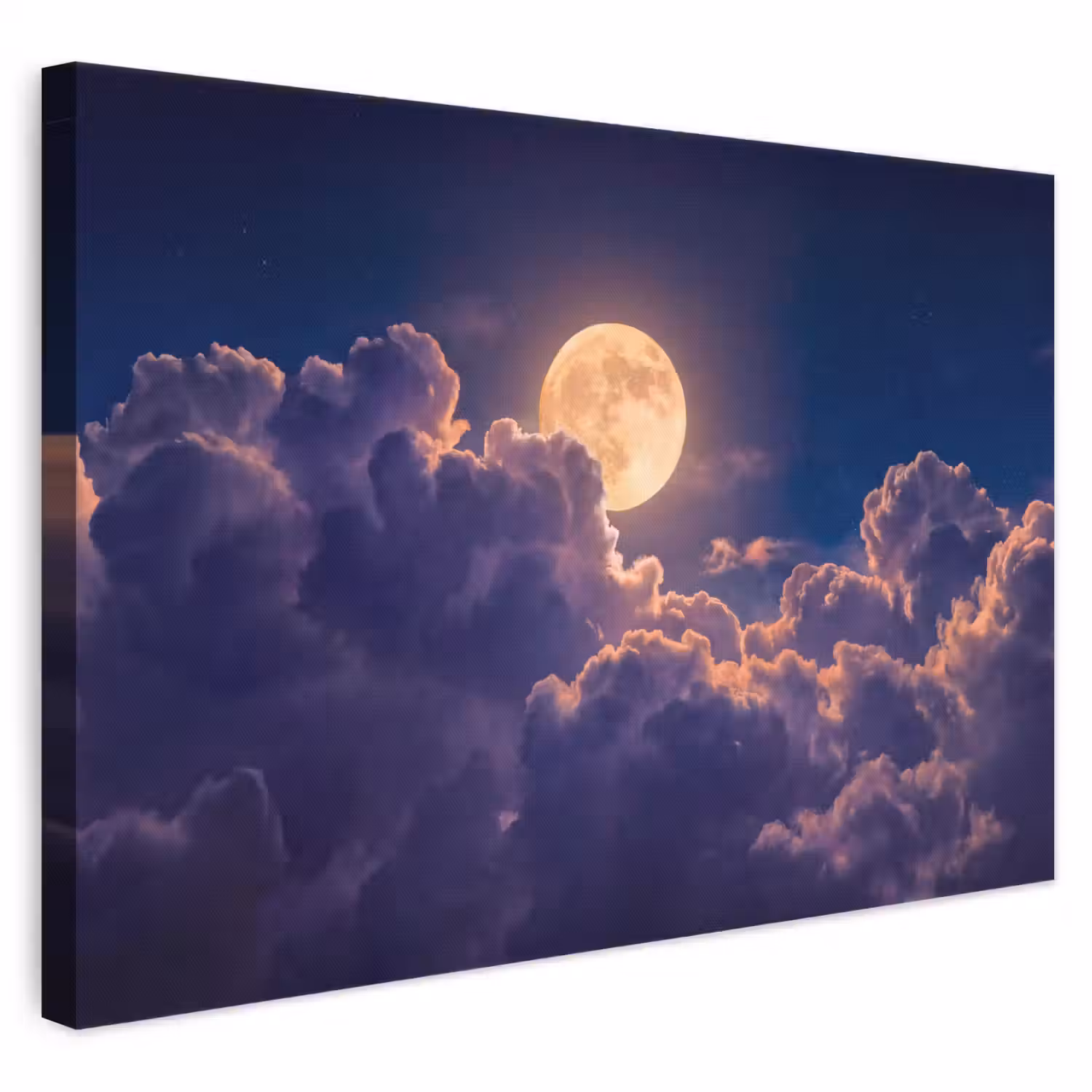 Maan - Wolken - Nacht - Oranje canvas 2cm klein -3d
