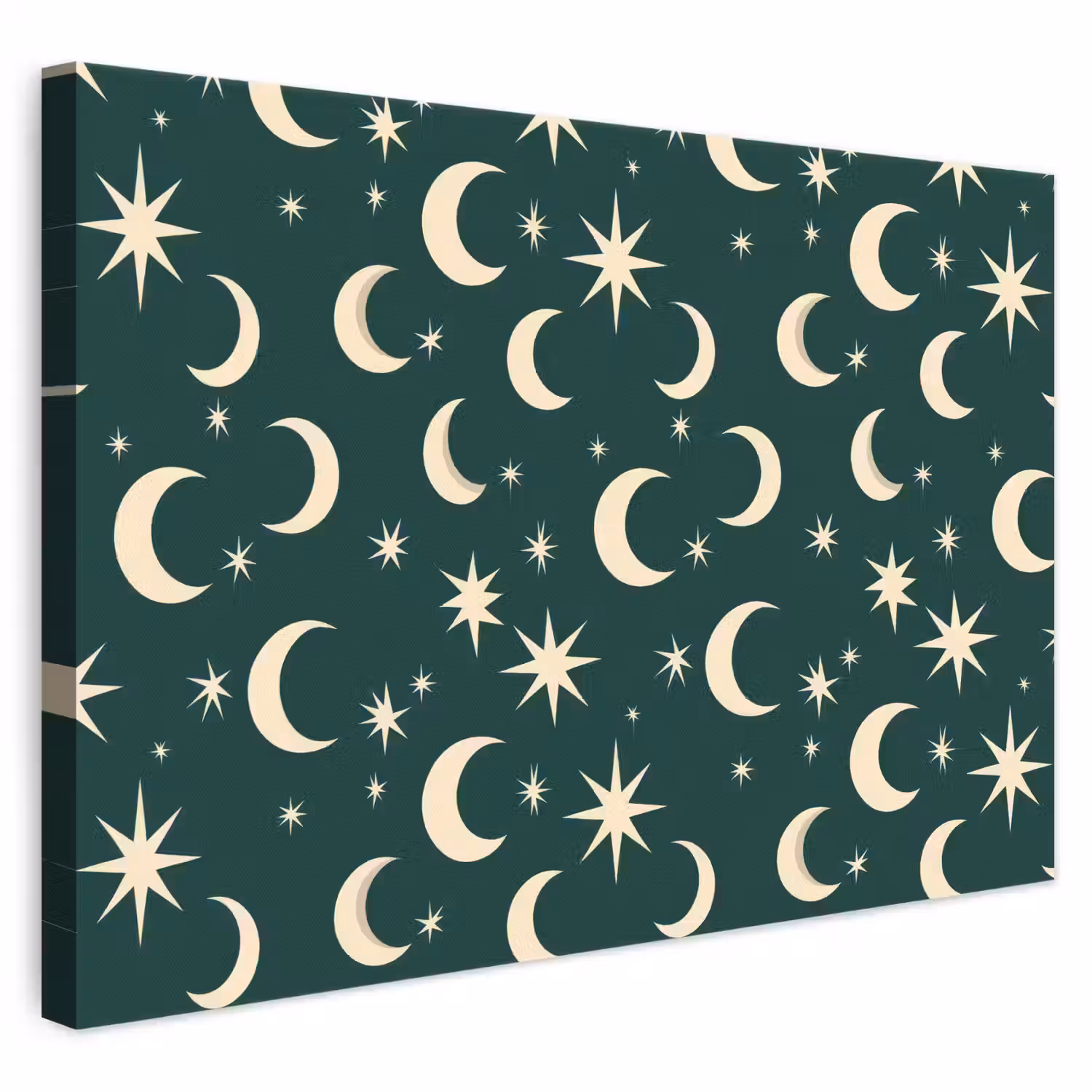 Manen - Sterren - Groen canvas 2cm klein 34 -3d