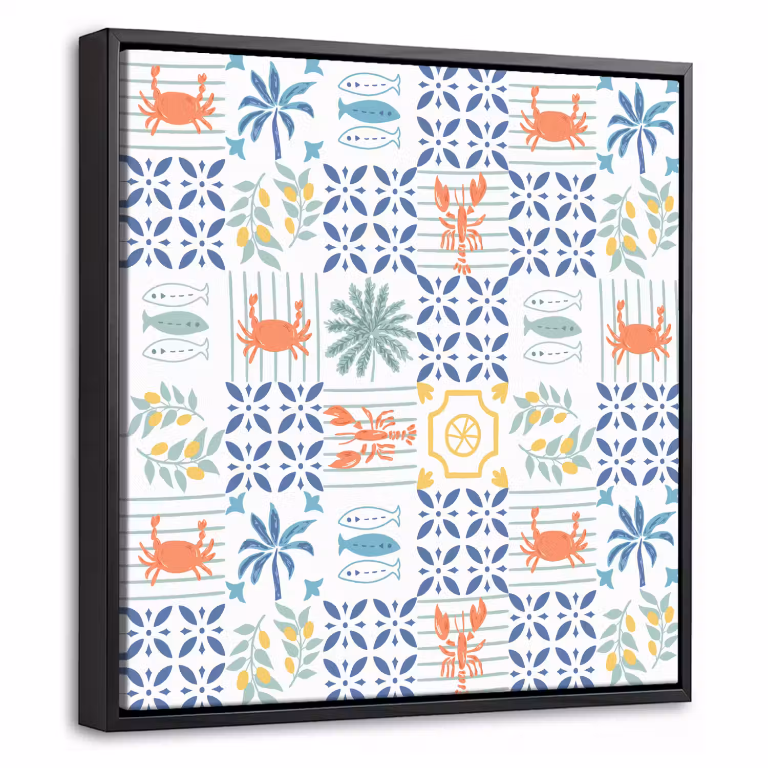Mozaïek - Zee - Patroon Canvas met baklijst klein 1124 -threedimensional_3d_global