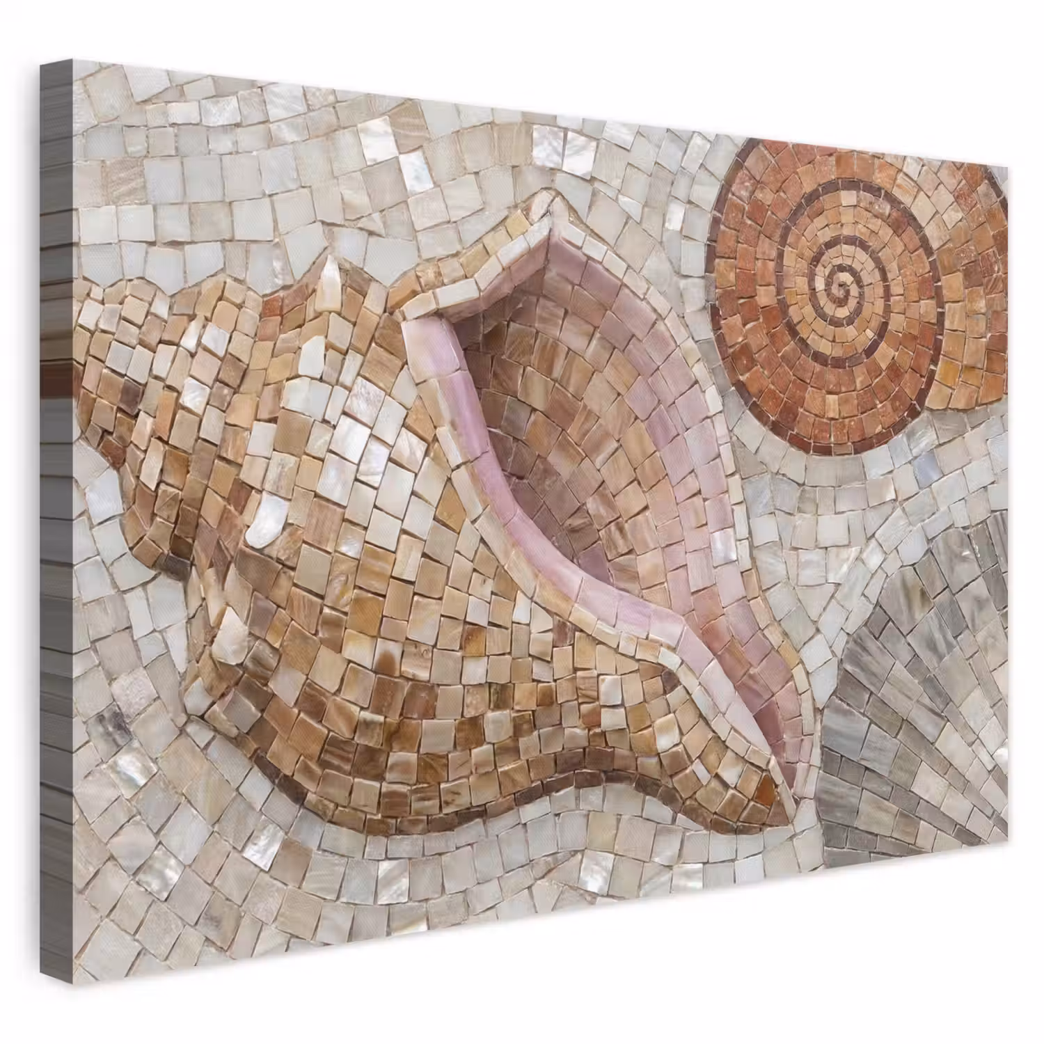 Schelp - Mozaïek - Zee - Beige - Modern canvas 2cm klein -3d