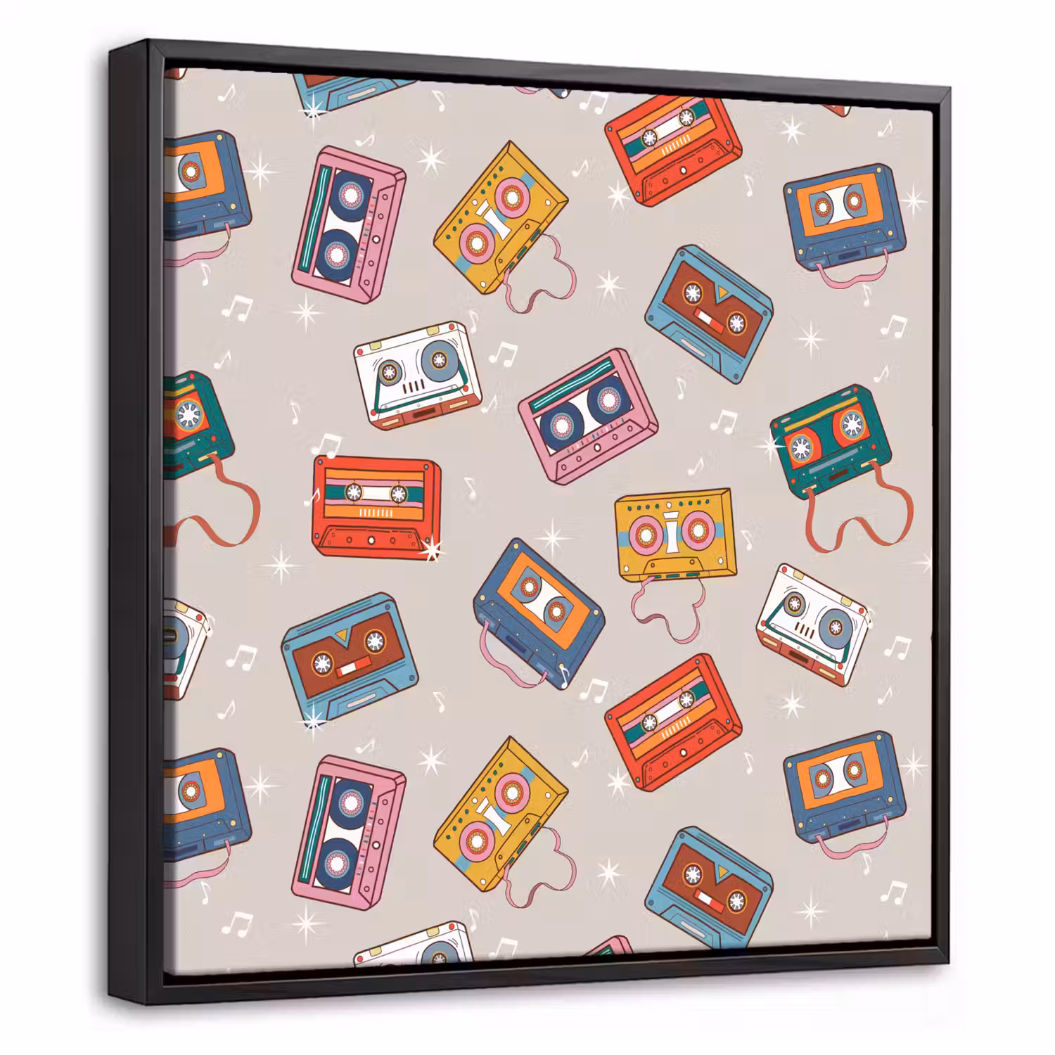 Muziek - Cassette - Patroon Canvas met baklijst klein 1124 -threedimensional_3d_global