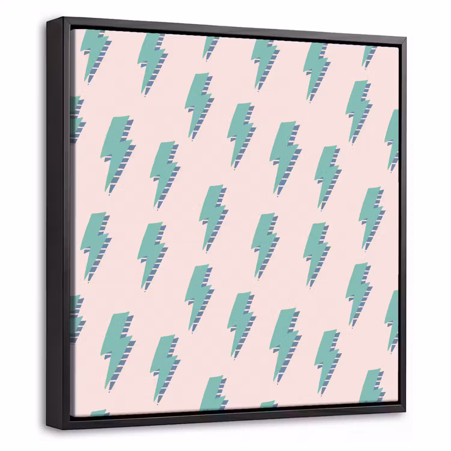 Patroon - Bliksem - Roze - Groen Canvas met baklijst klein 1124 -threedimensional_3d_global