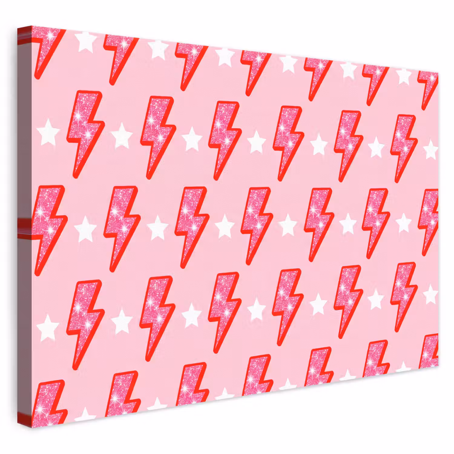 Patroon - Bliksem - Ster - Glitter - Roze canvas 2cm klein -3d