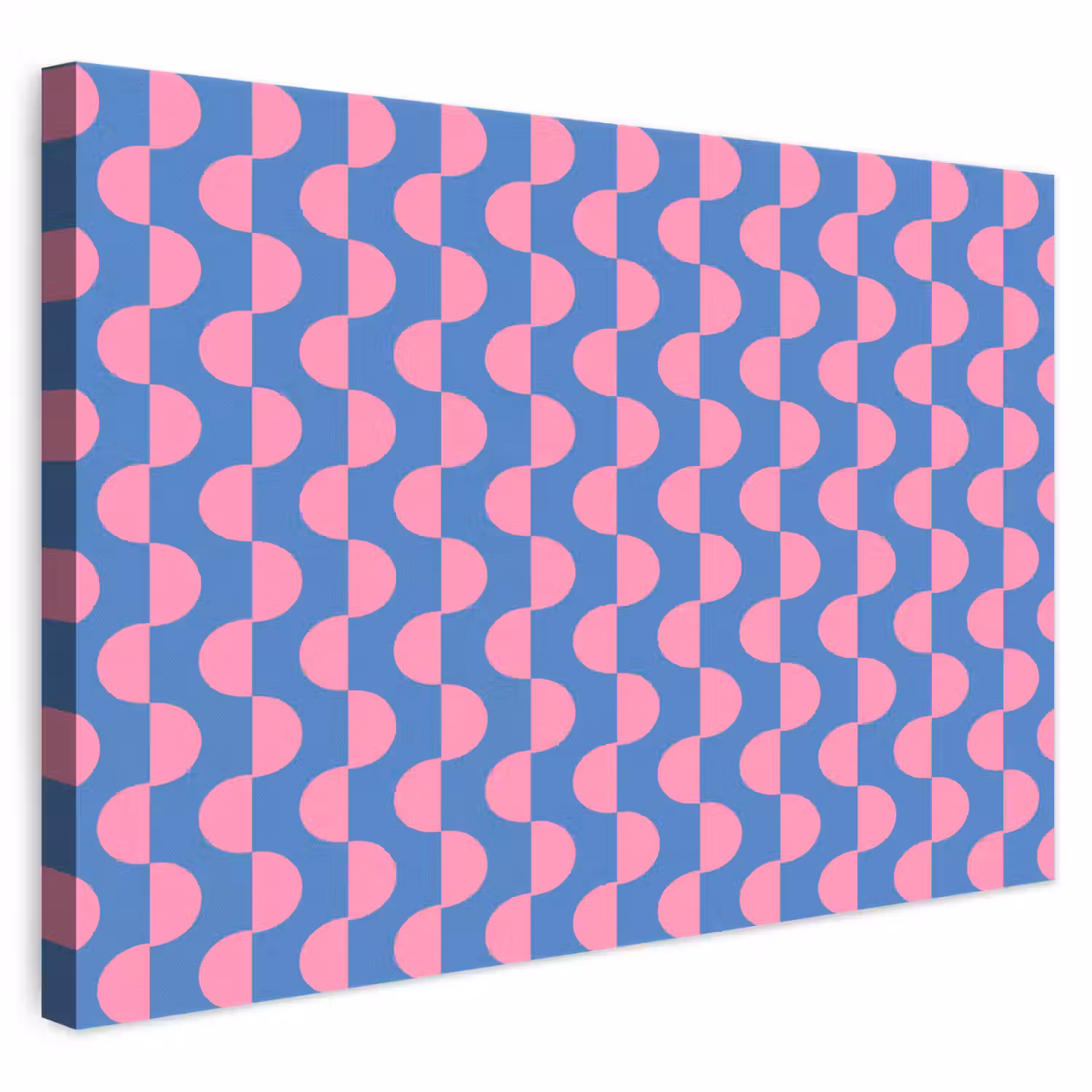 Patroon - Halve cirkels - Abstract - Modern - Roze - Blauw canvas 2cm klein -3d